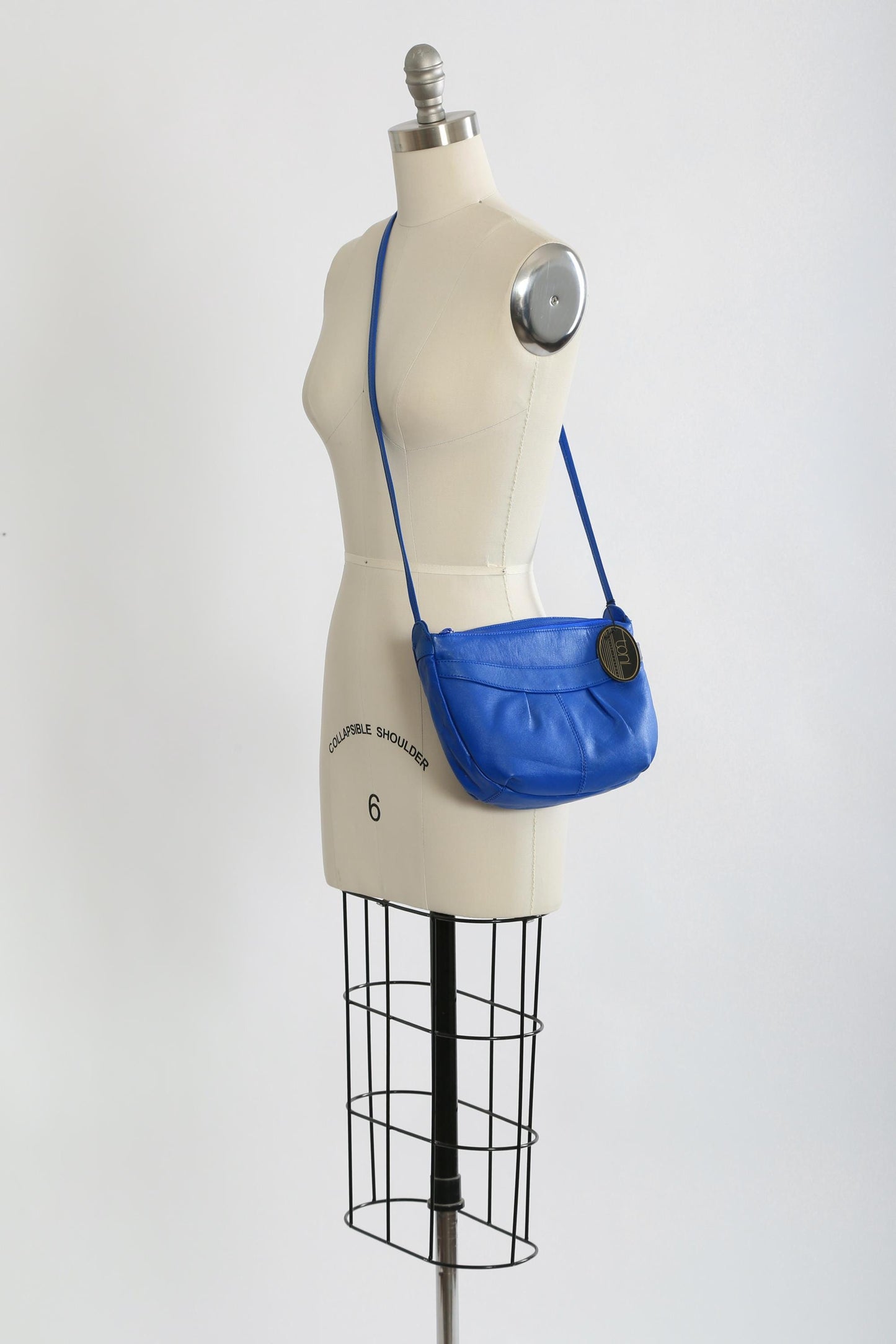 Vintage 90s bright blue leather purse | 1990s deadstock leather purse