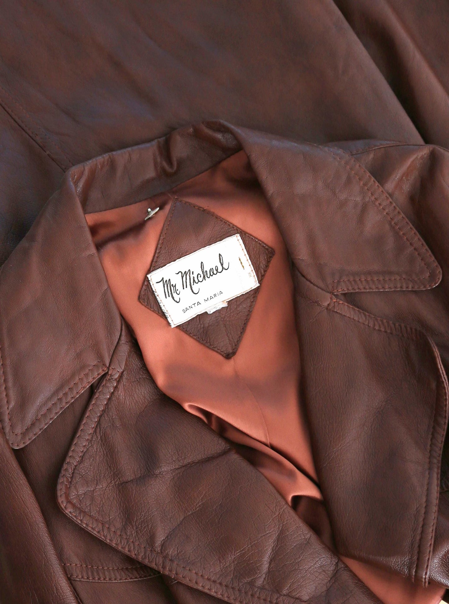 Leather trench coat | Vintage 70s brown leather belted trench coat