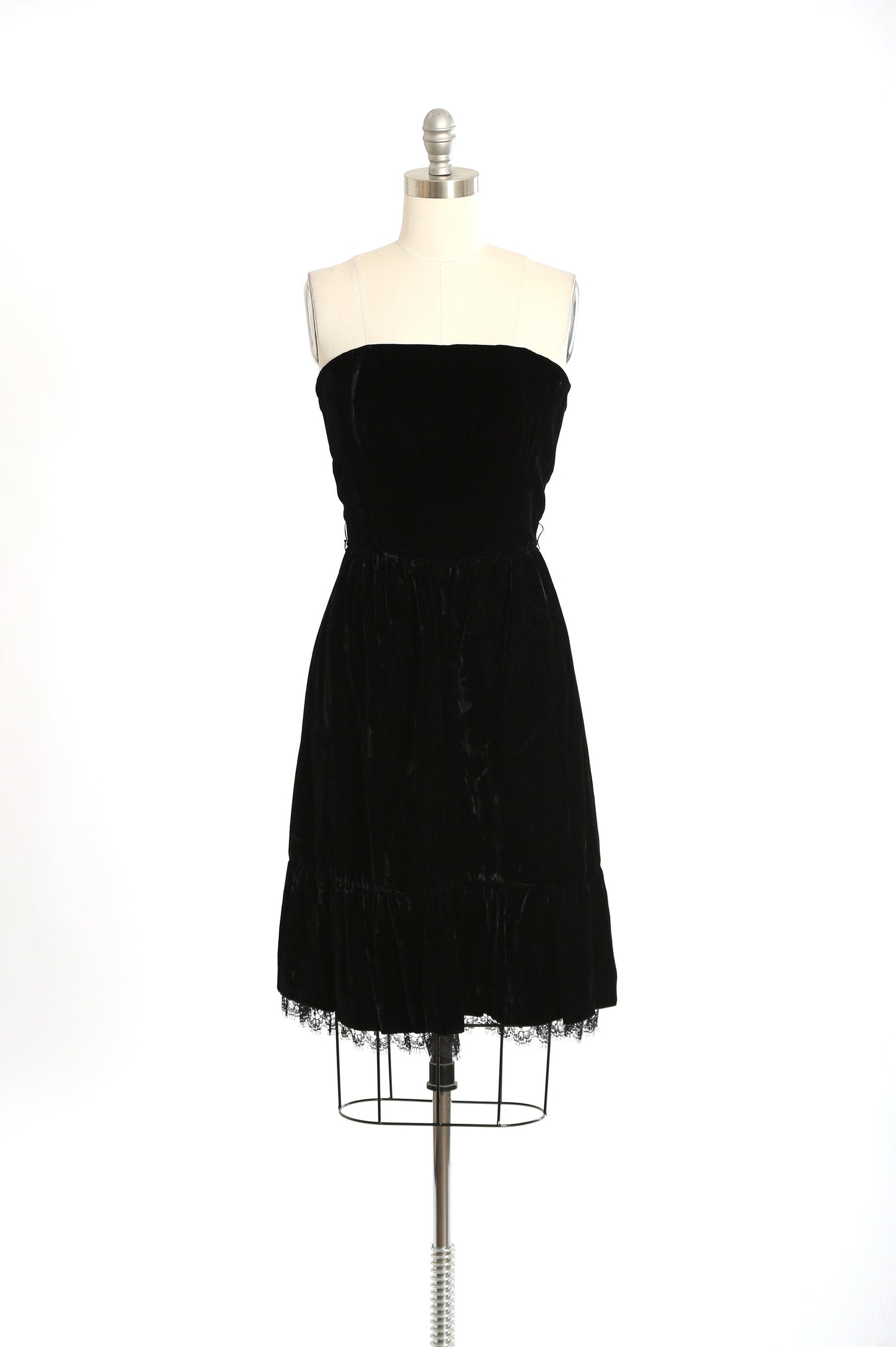 Vintage 1950s black velvet lace dress