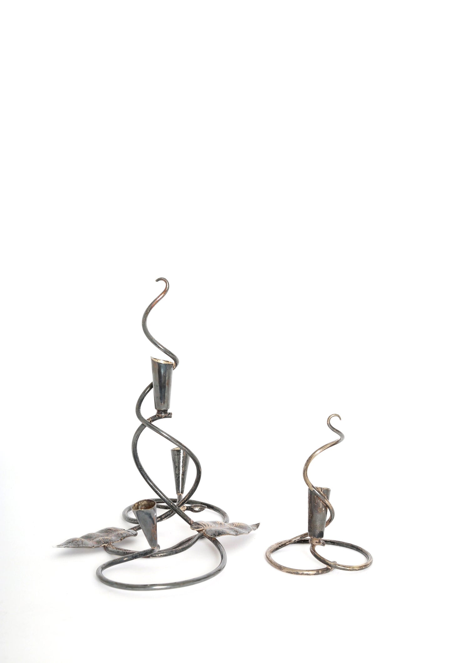 Vintage Art nouveau silver plate Lily candle stick holders