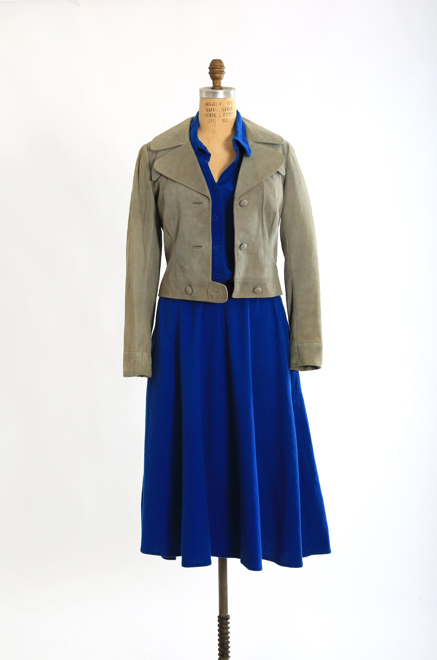 Vintage 80s blue cotton midi dress