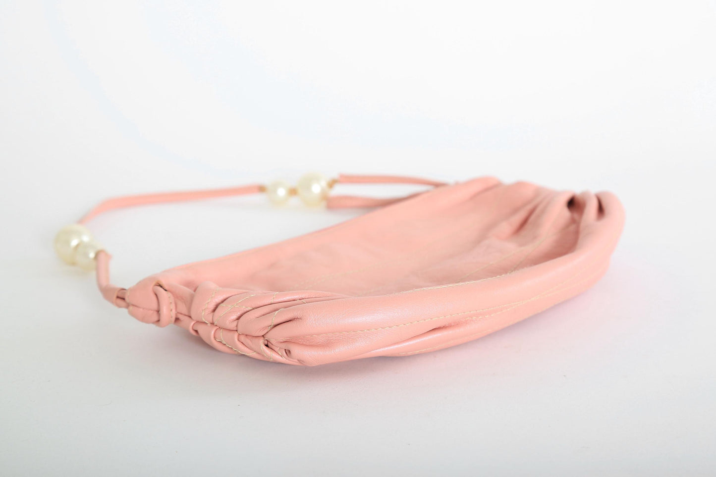 Vintage FURLA Y2K pink leather bead pearl Purse