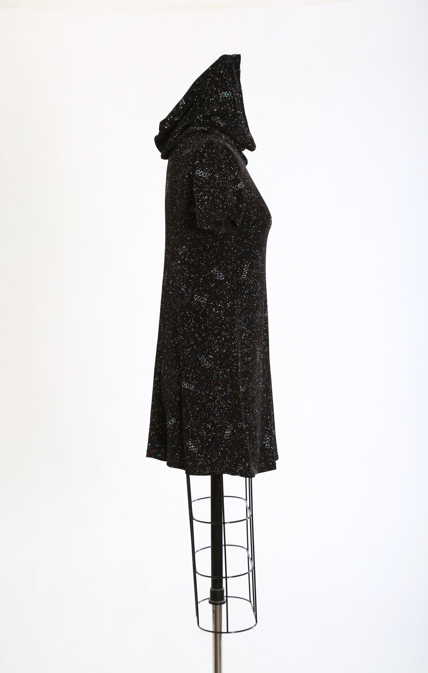 Y2K hooded mini dress | Vintage 2000 New Year Eves stretch mini dress