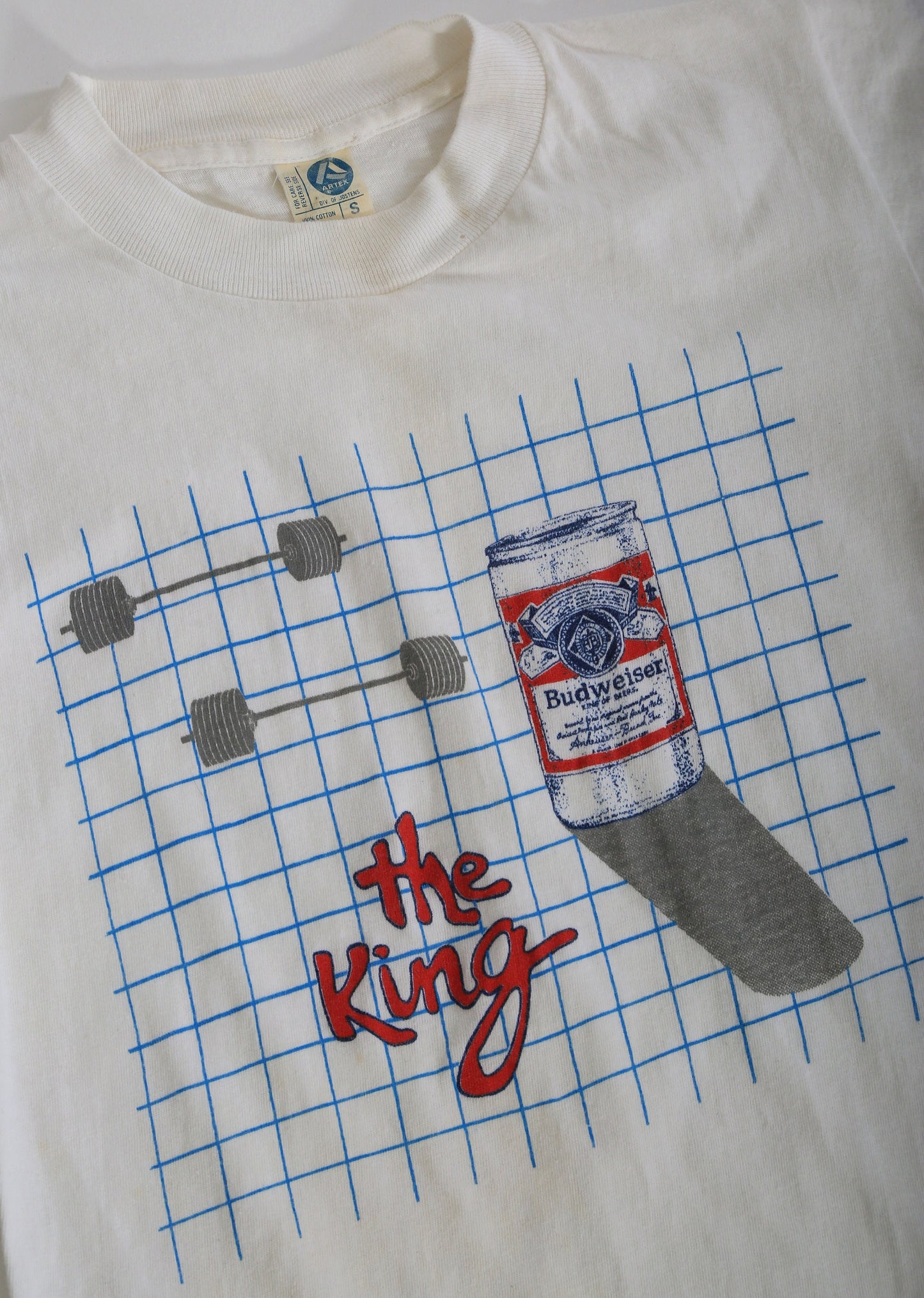 Vintage 80s Budweiser KING OF BEERS 12oz curls long sleeve T - shirt | 1980s Budweiser single stitch tee