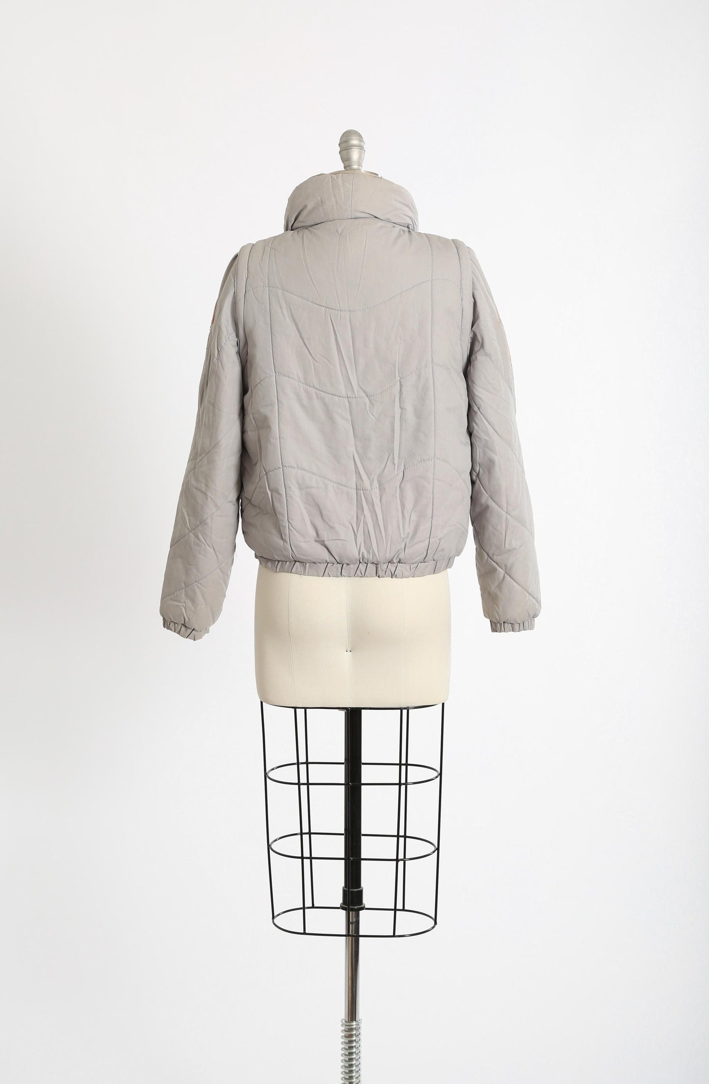 Vintage 80s gray + pink Puffer jacket Vest