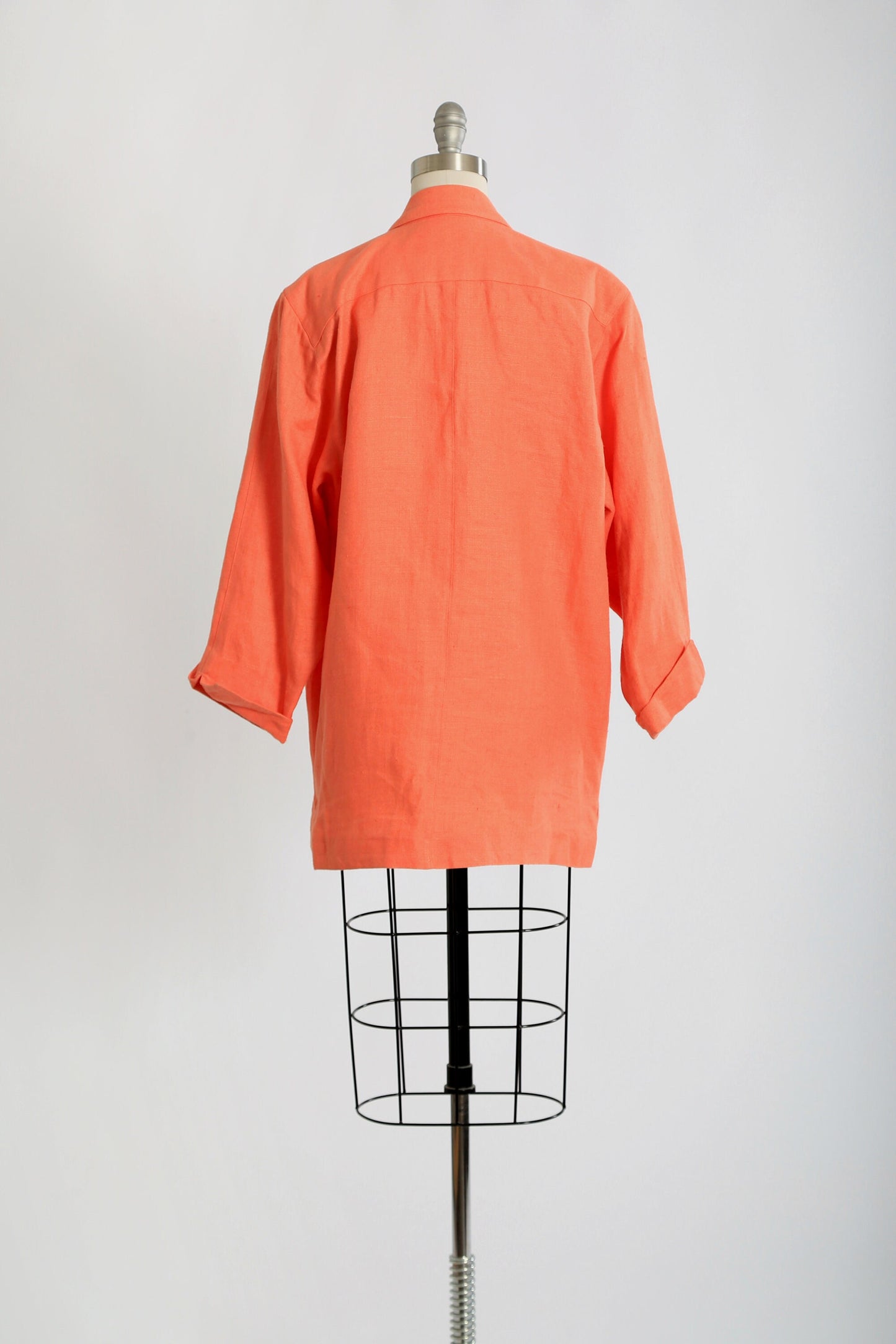90s oversized salmon orange linen blazer jacket