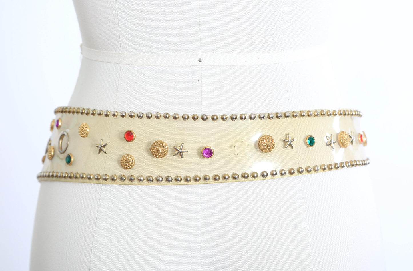 Vintage 80s Clear gold studded Star rhinestone belt