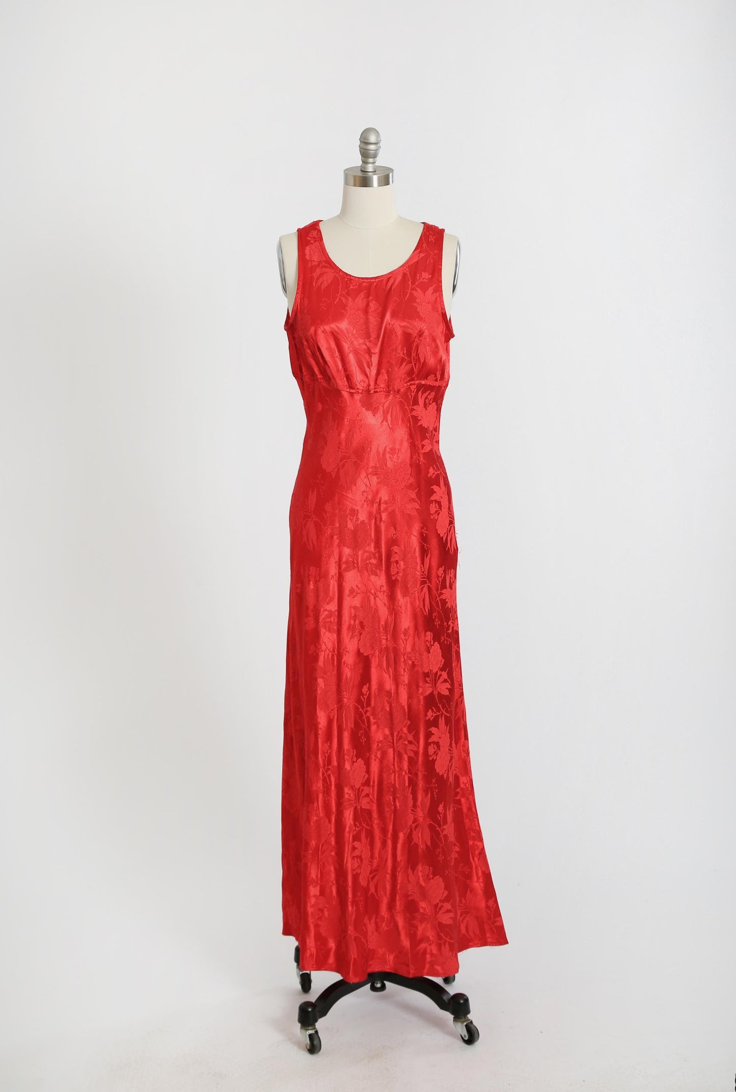 Vintage 90s All that Jazz Red floral brocade maxi dress