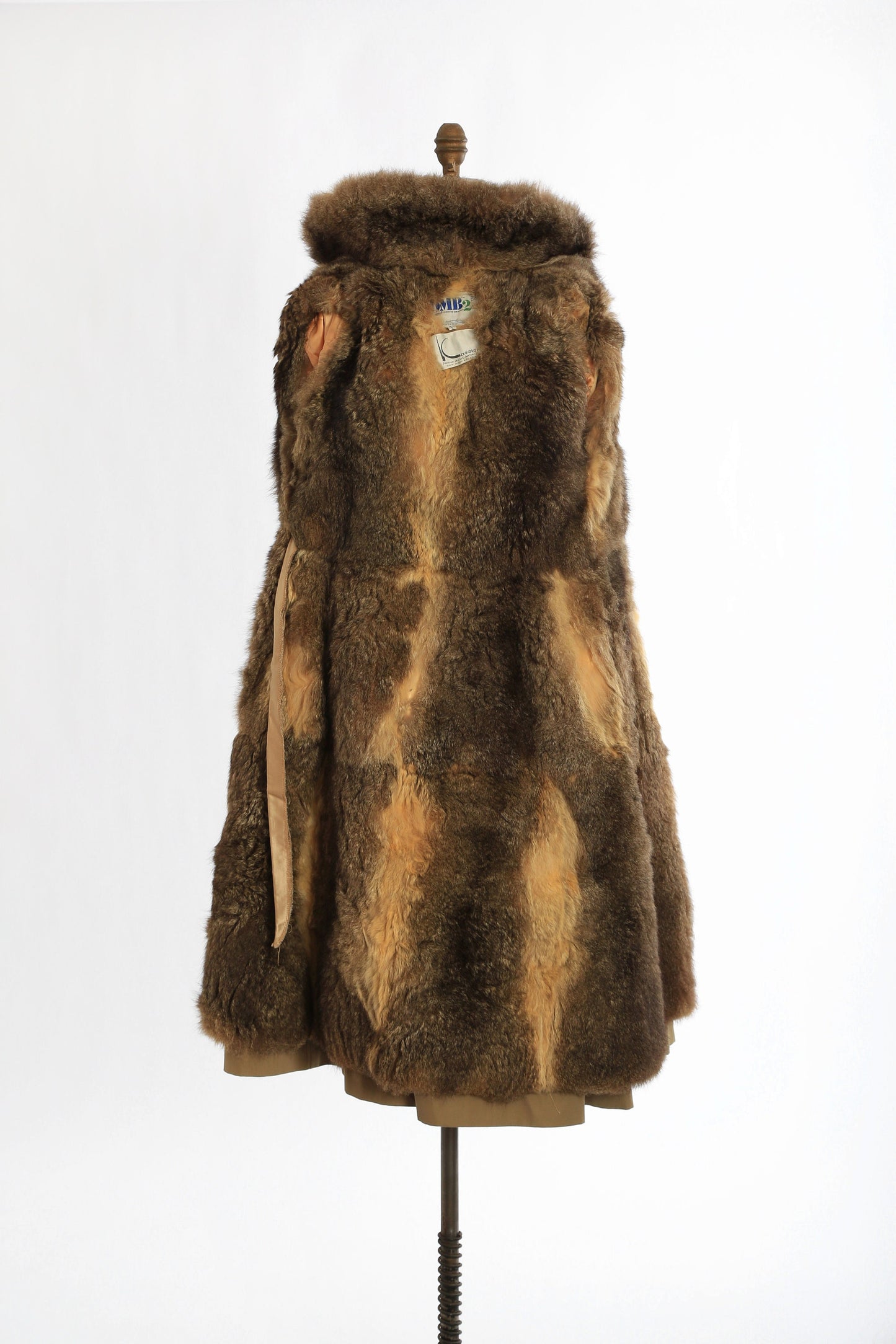 Vintage 1970s coyote fur trench coat