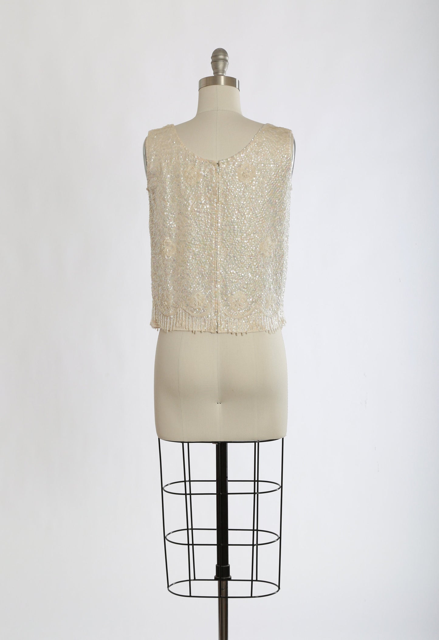 Jeri-Jo sequin tank | Vintage 1960s iridescent beaded sequin Zephry wool tank top