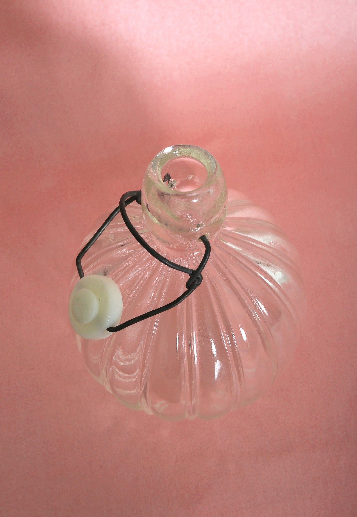 Vintage round ribbed glass liqueur bottle decanter