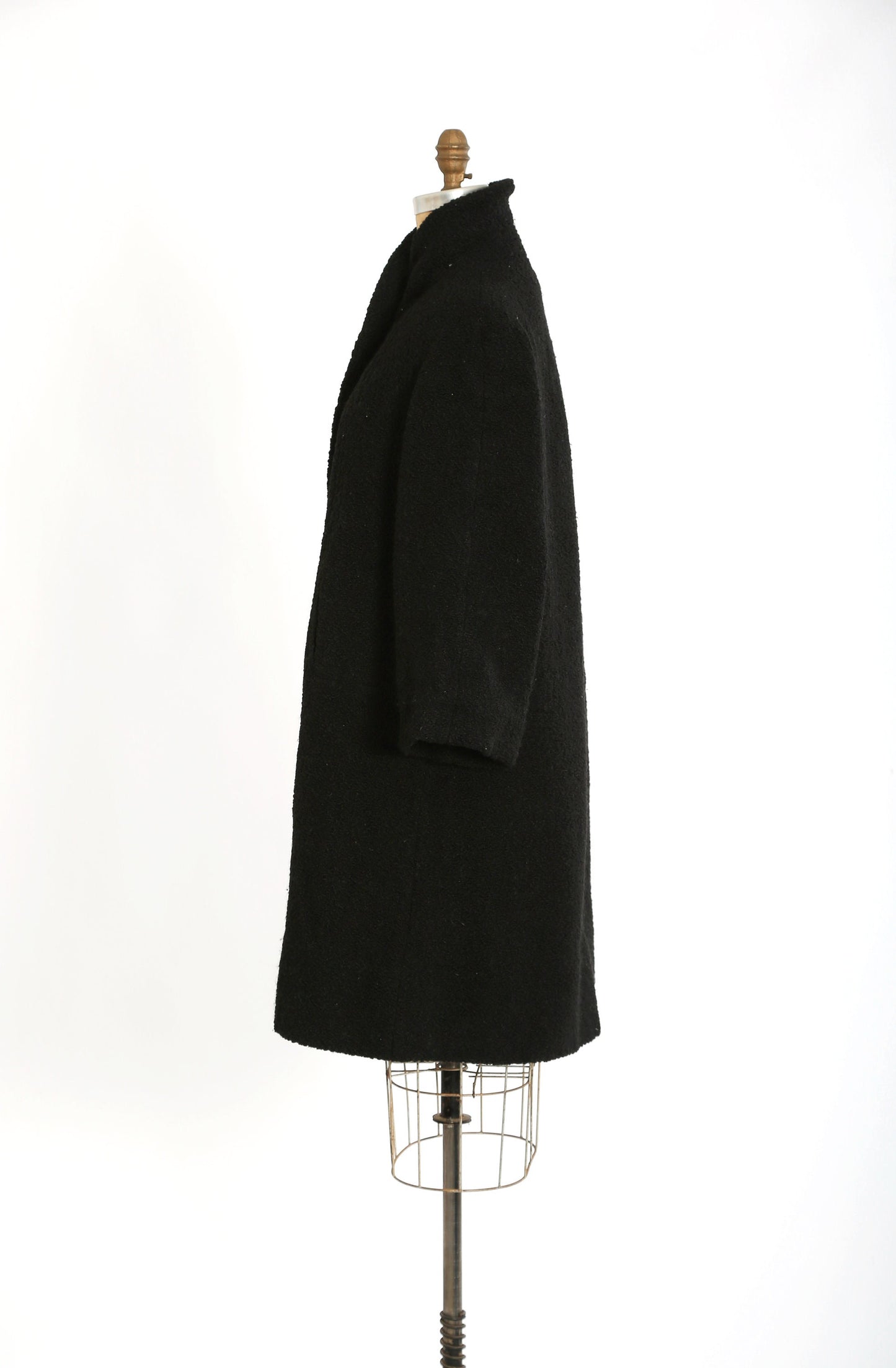 Vintage 50s black boucle wool opera swing coat