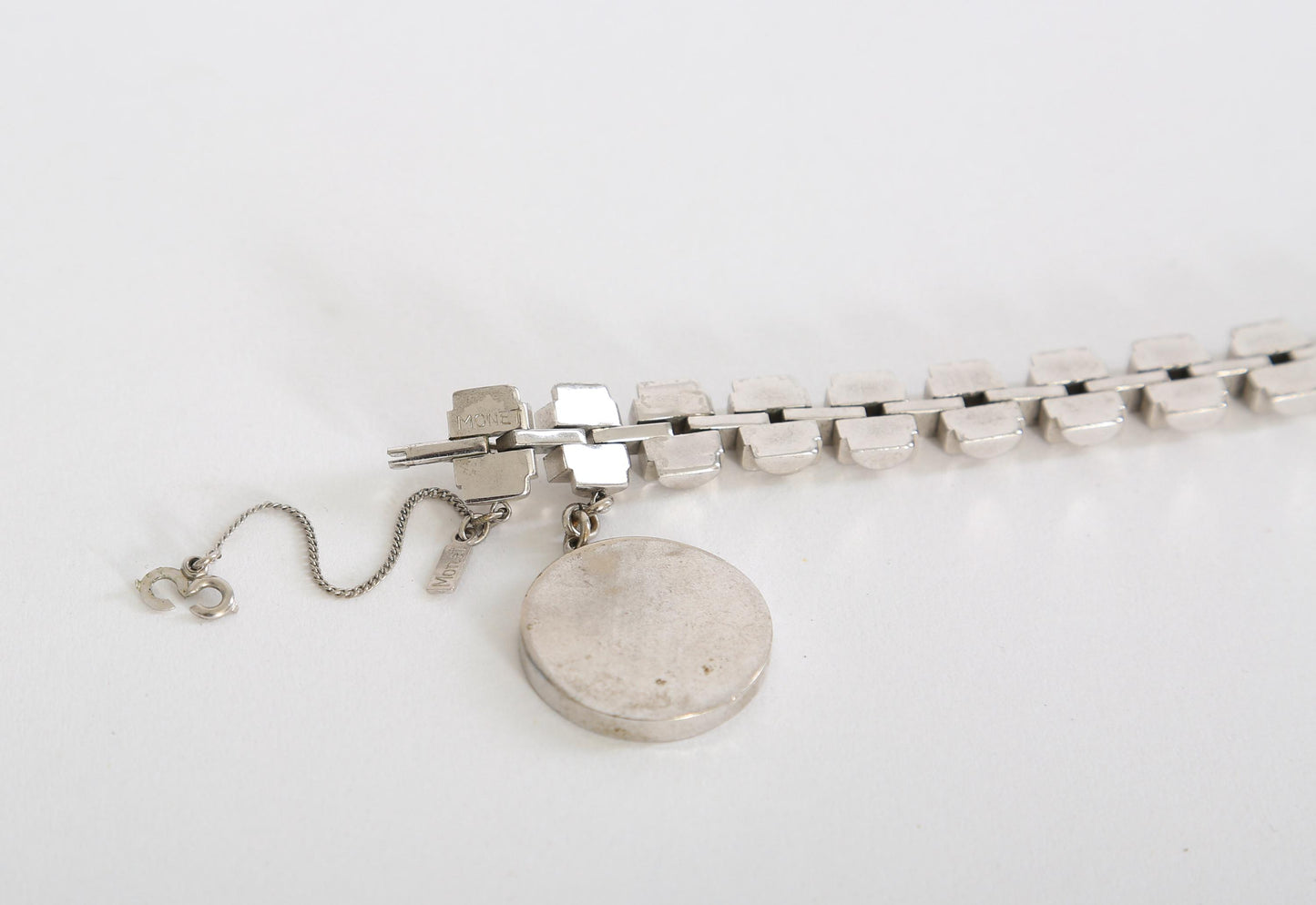 Monet silver link bracelet | Vintage 60s Monet chunky bracelet charm