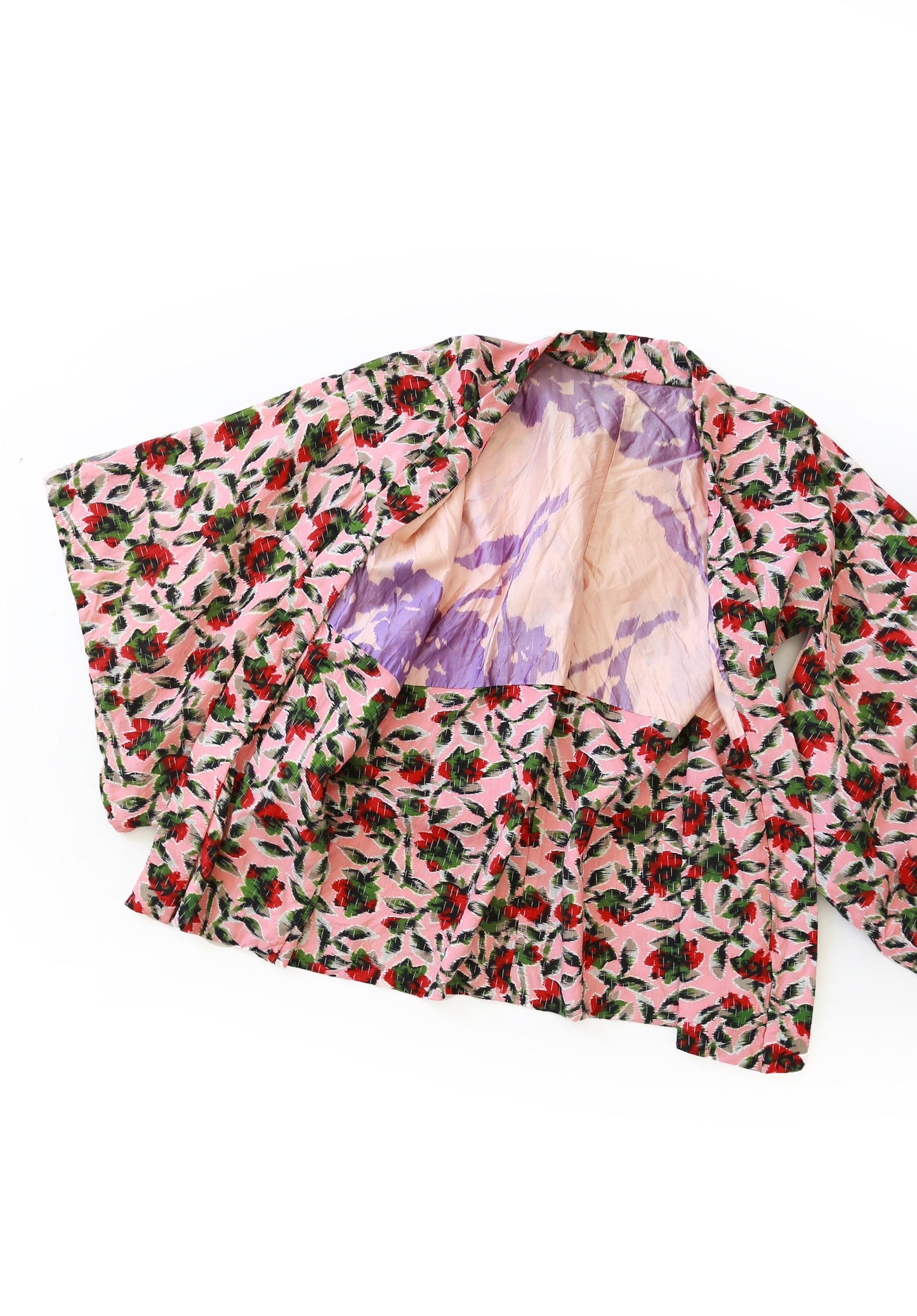 Rose haori | Vintage 1940s silk kimono | 40s floral silk kimono jacket