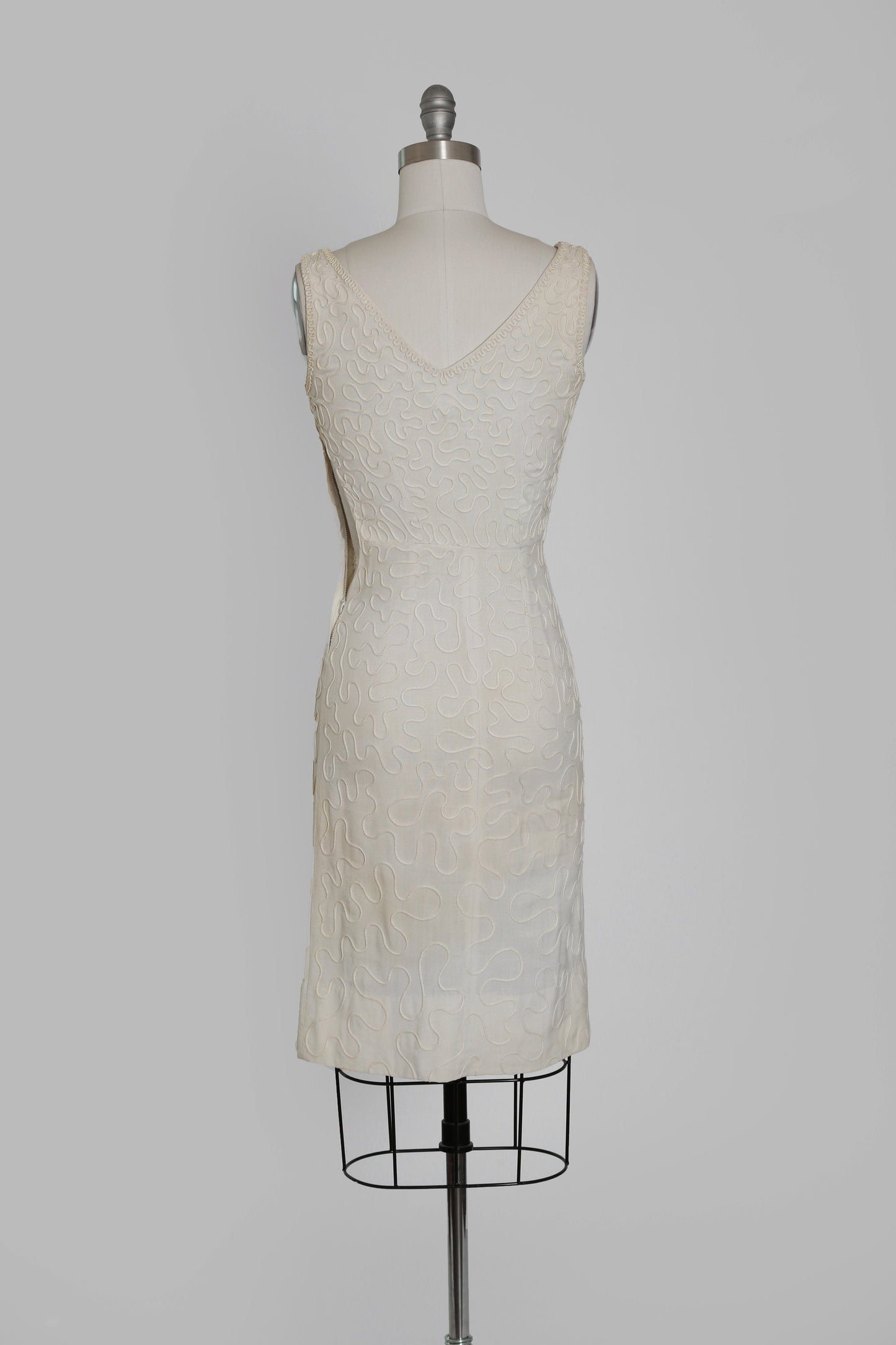 50s rhinestone embroidered cotton wiggle dress