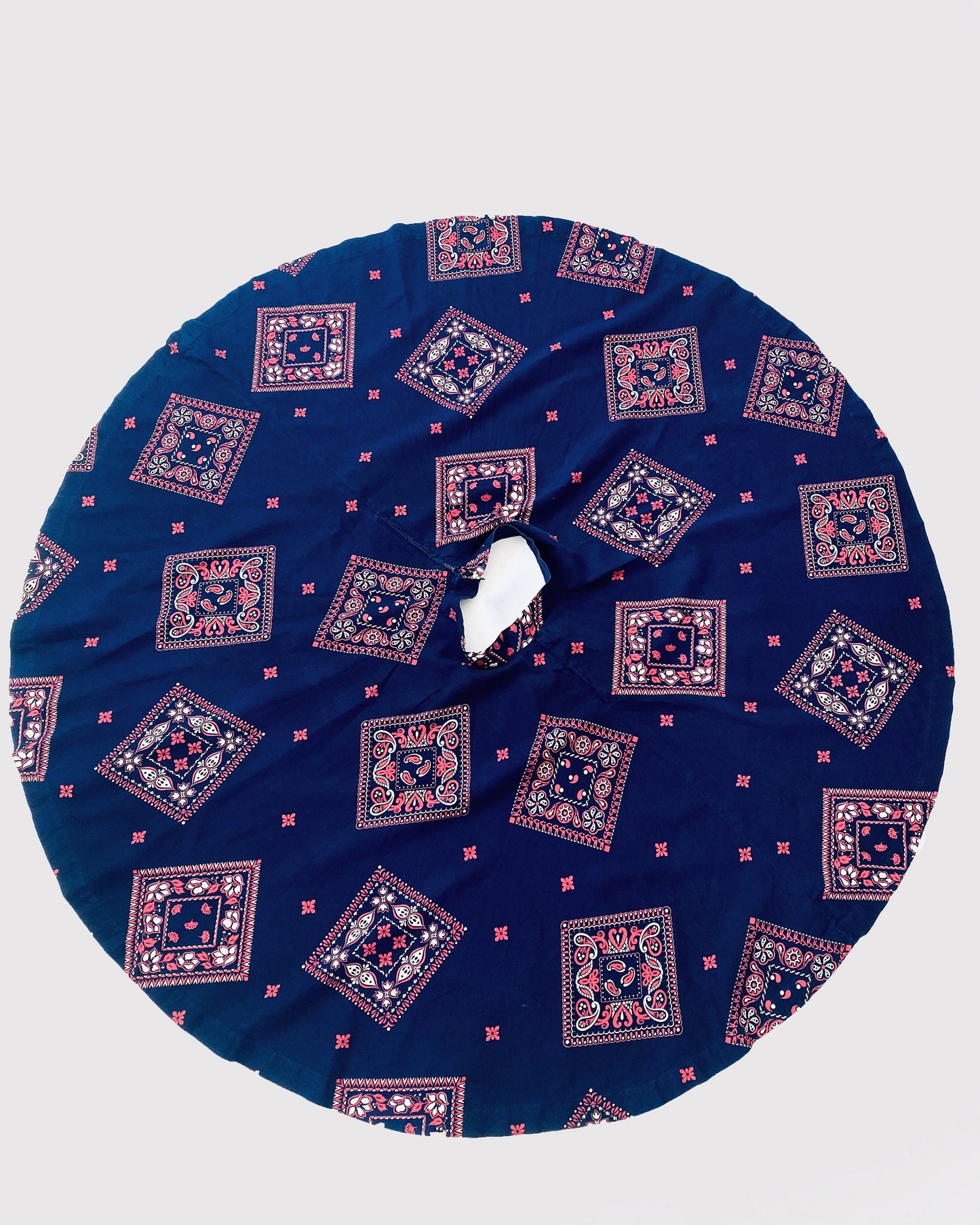 Vintage 1950s I. Magnin red, white & blue bandana print cotton circle skirt