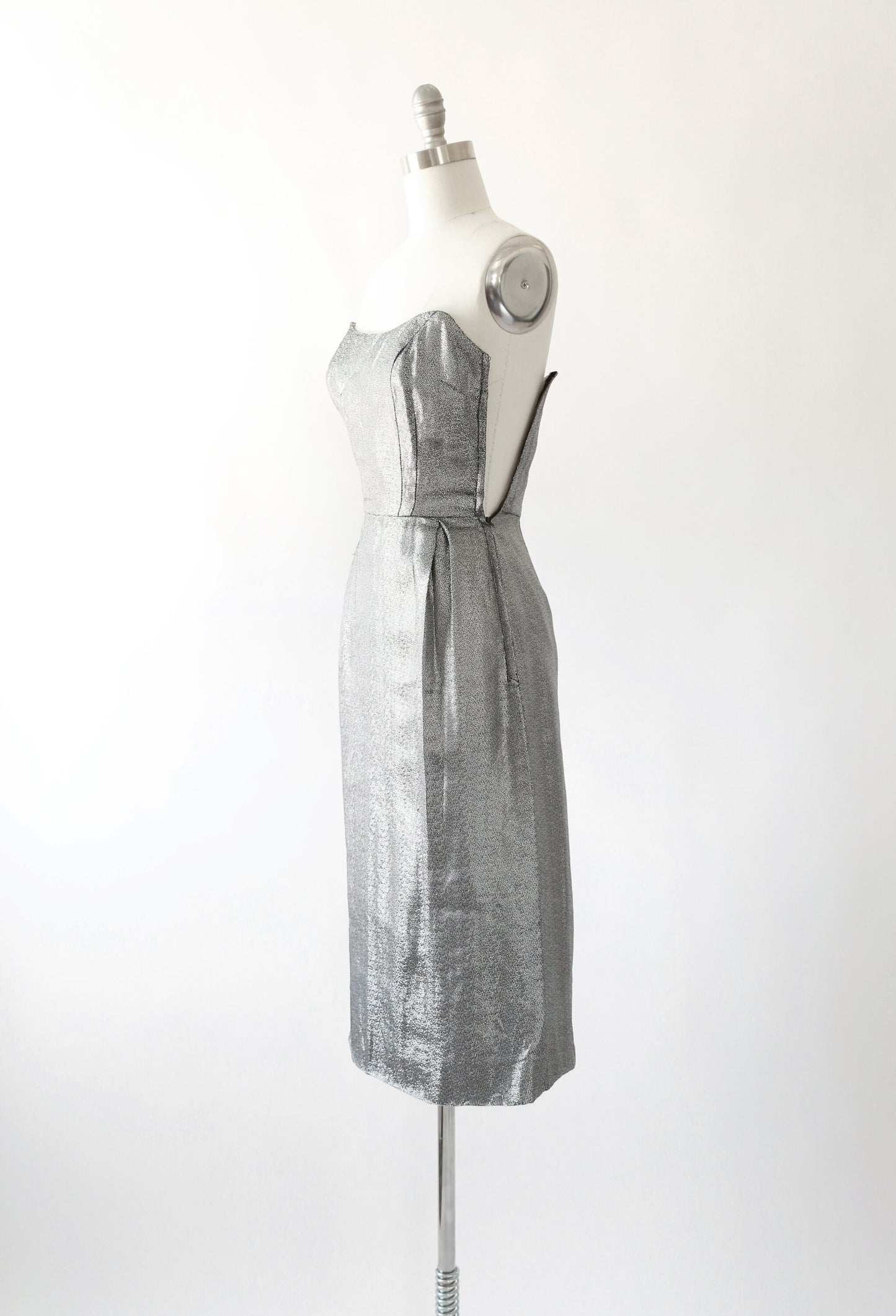 50s silver Lame bombshell dress | Vintage 1950s metal lame wiggle dress