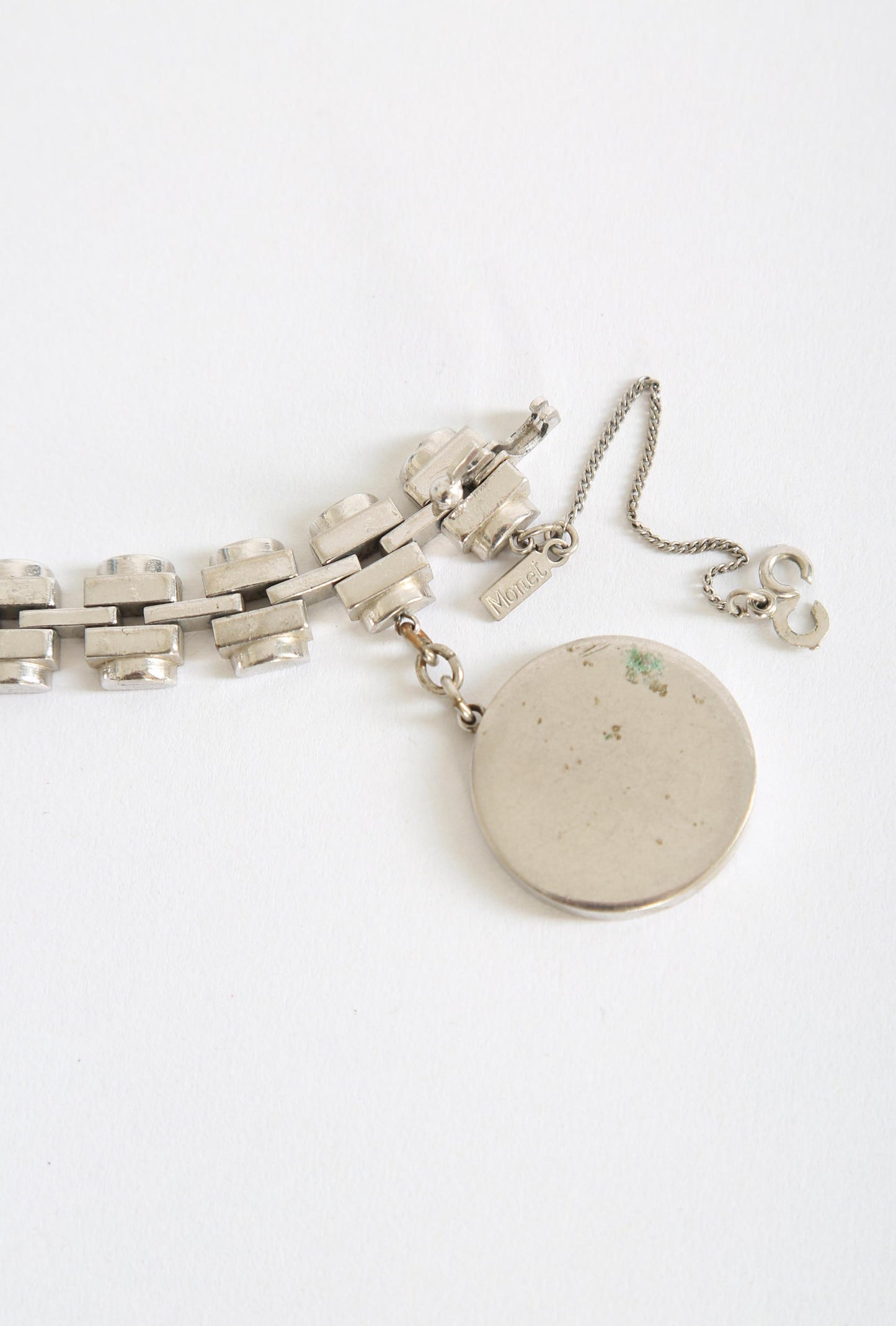 Monet silver link bracelet | Vintage 60s Monet chunky bracelet charm