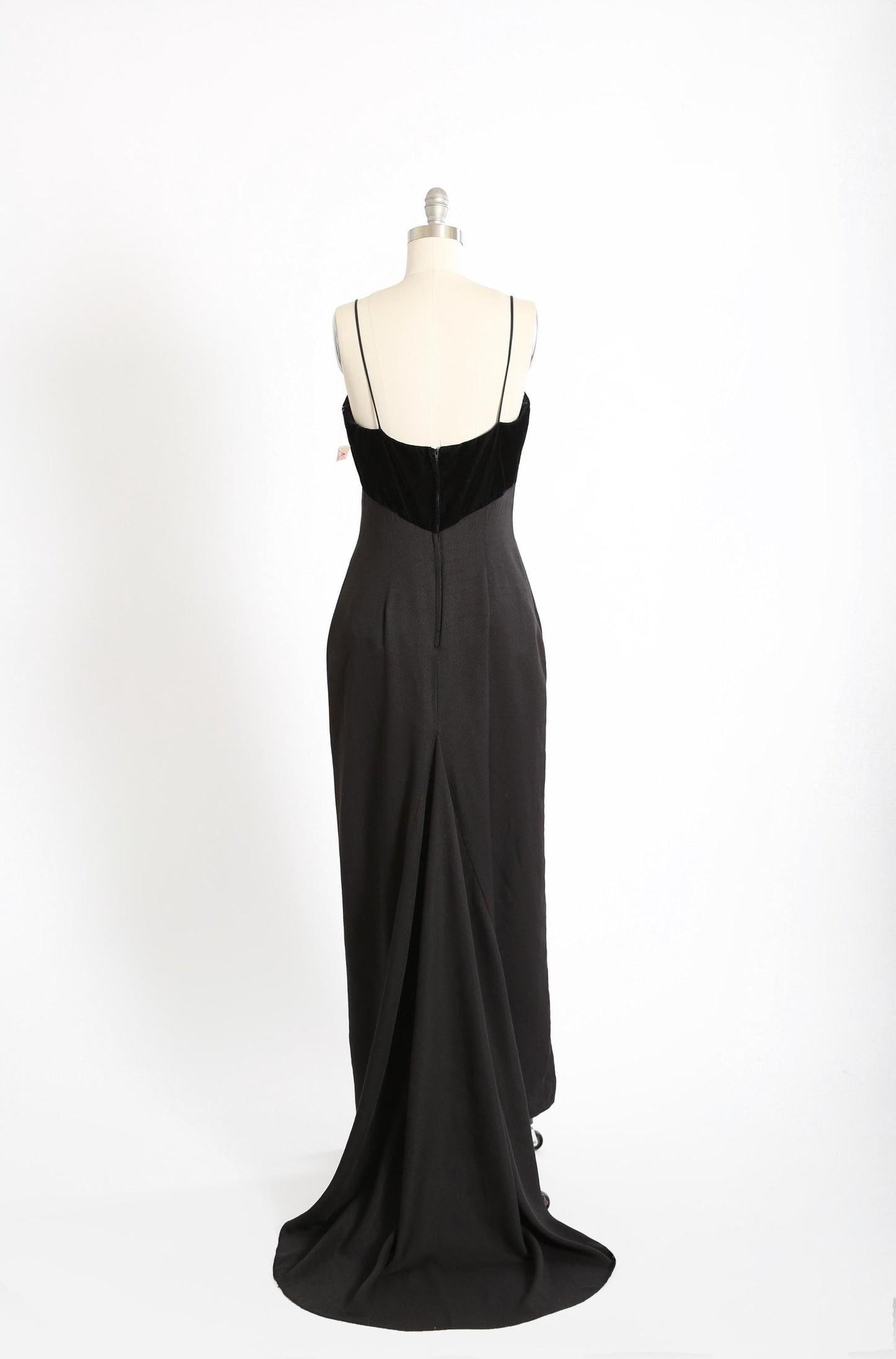 Vintage 90s black velvet deadstock gown