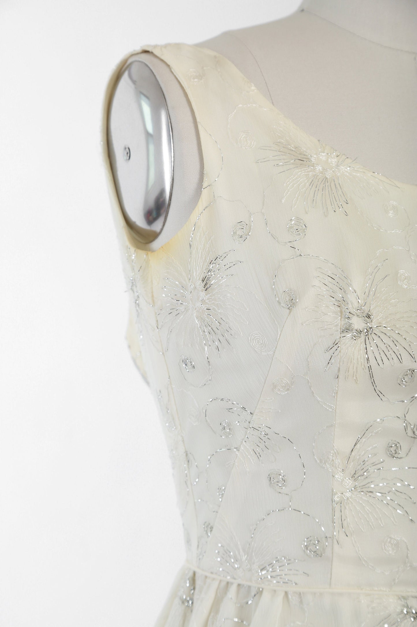 Vintage 60s silver lurex firework silk shift dress + sheer silk duster