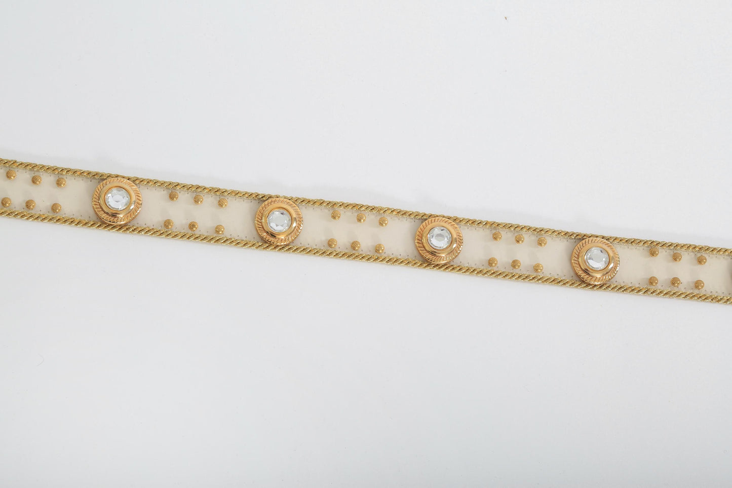 Vintage 80s 90s Clear gold rhinestone belt