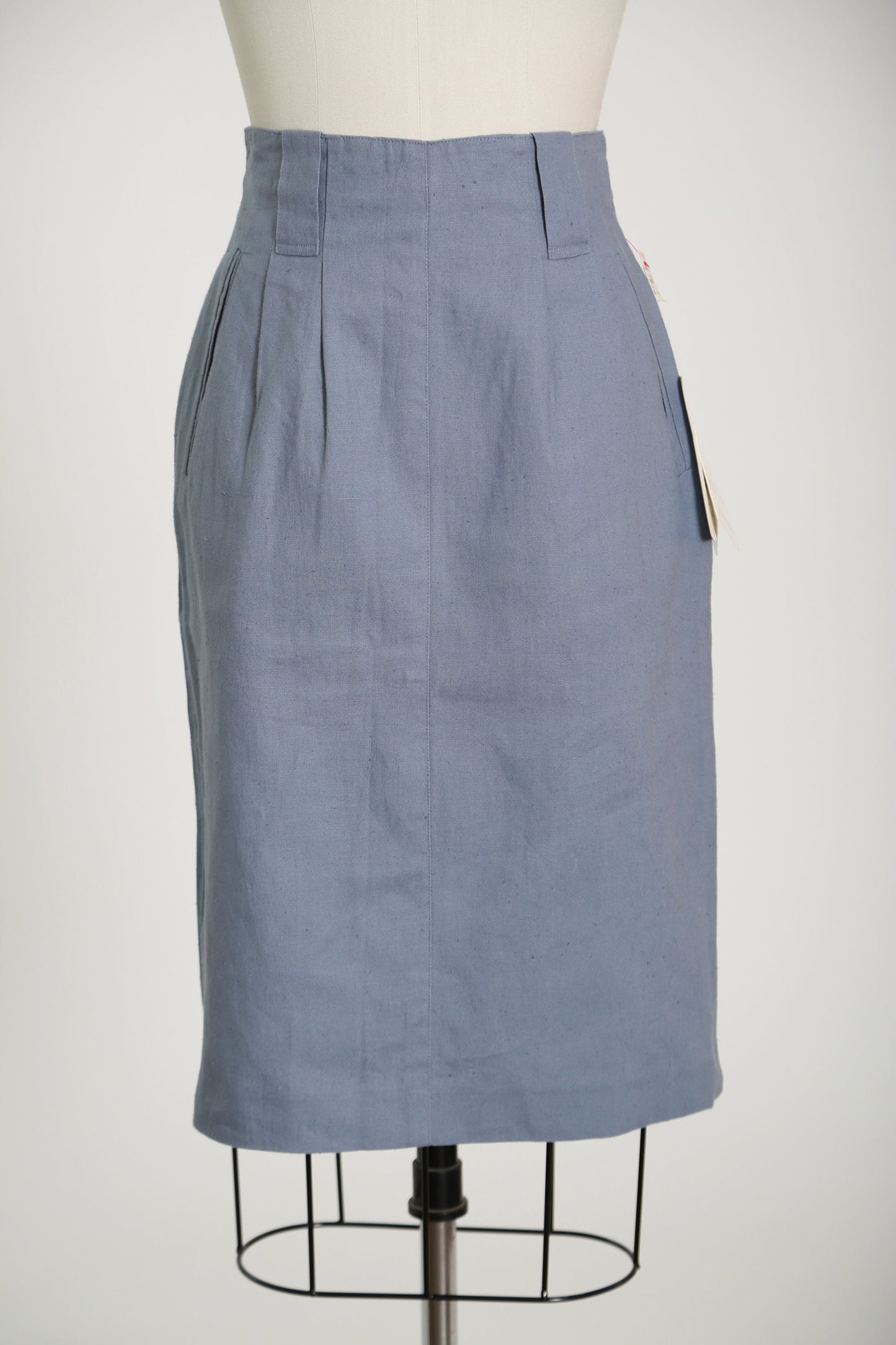 90s ramie cotton steel blue pencil skirt