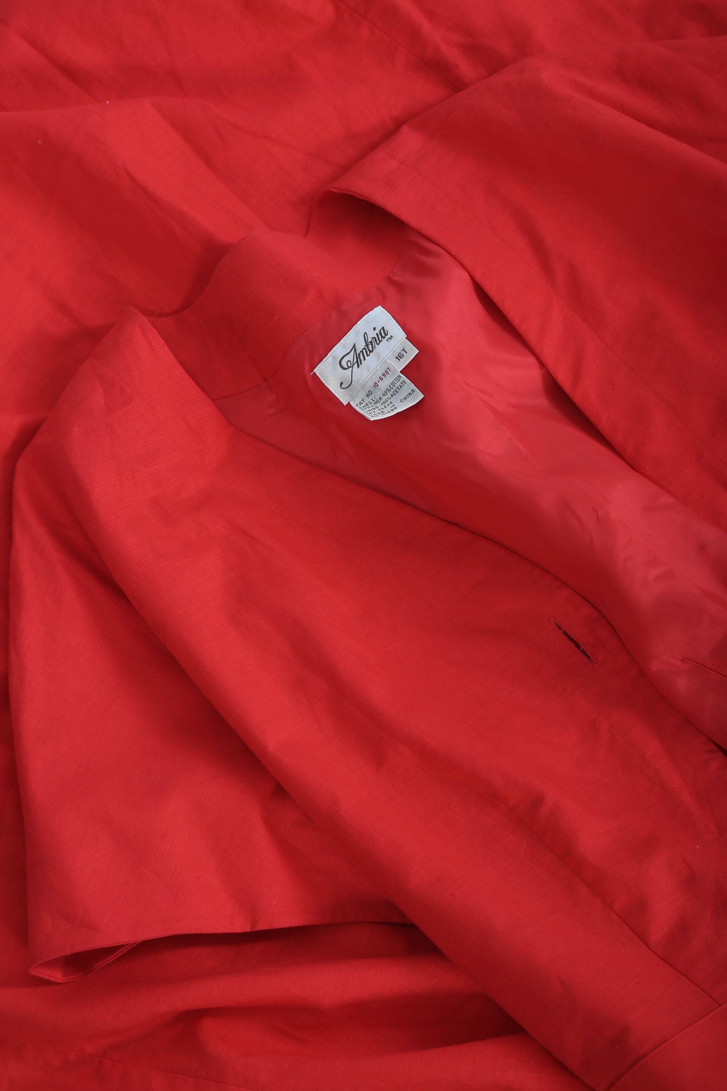 Vintage 90s Ambria red linen blend dress 16T L XL