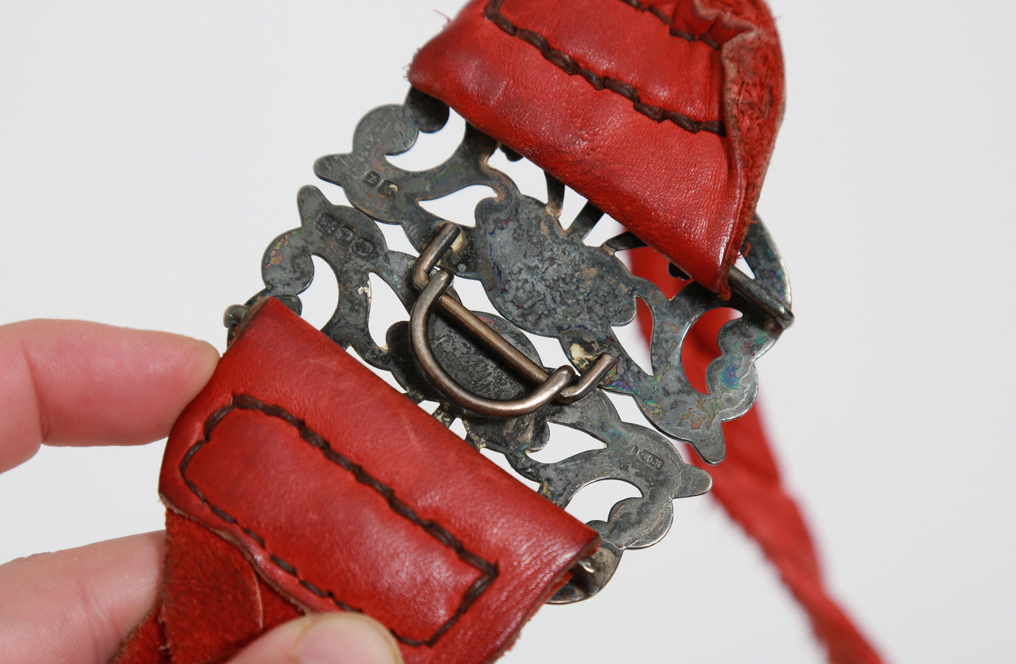 Antique Victorian English sterling silver clover belt buckle belt | Elizabeth Morley 1800s sterling buckle