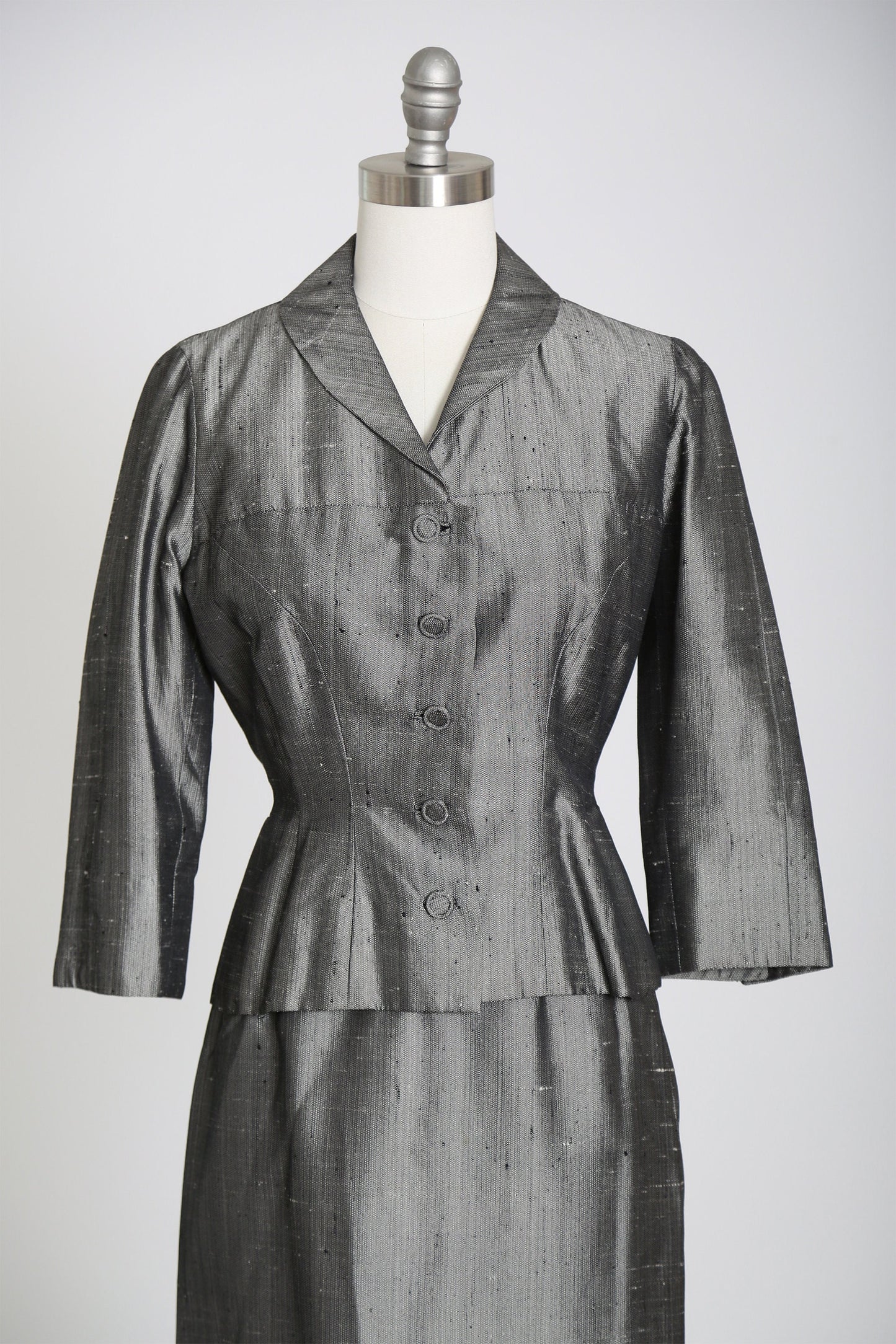 Vintage 1940s silver dress 2pc suit
