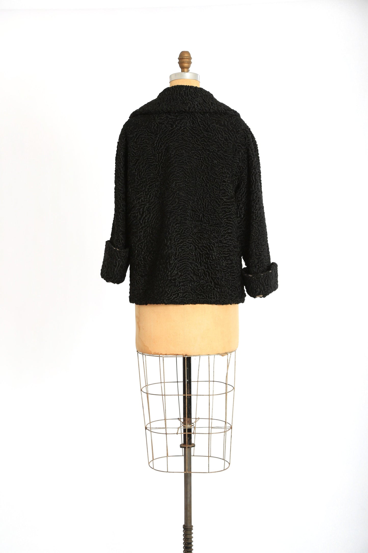 40s Persian lamb fur coat | Vintage 1940s black Persian curly Lamb coat
