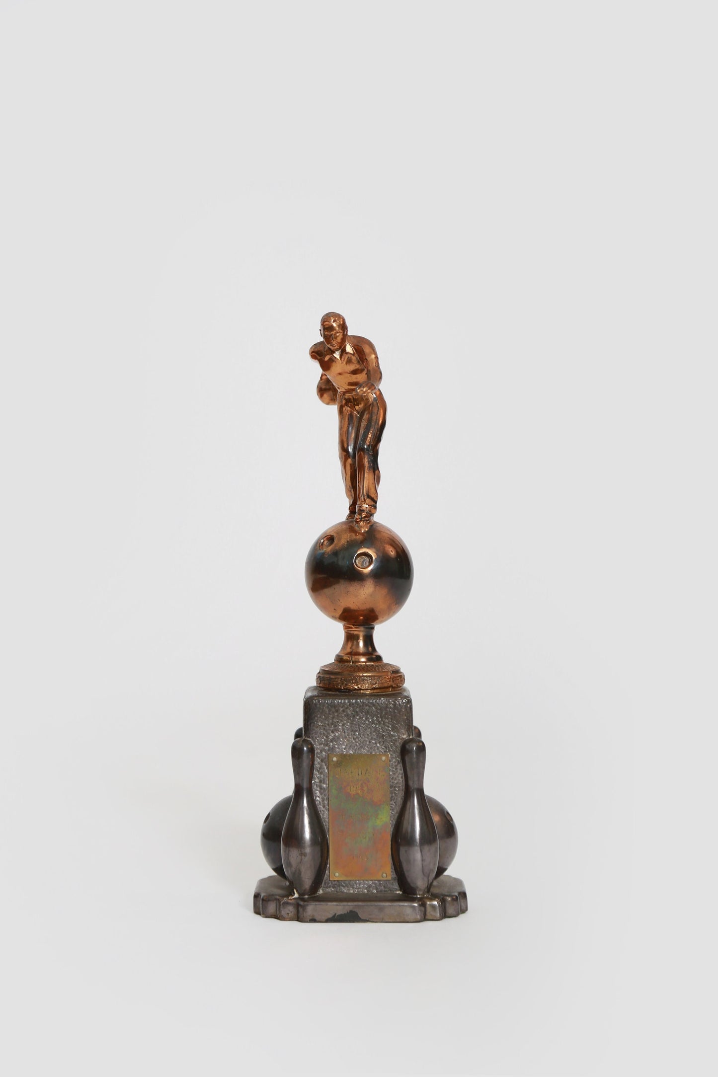 Vintage 1950s bronze bowling trophy