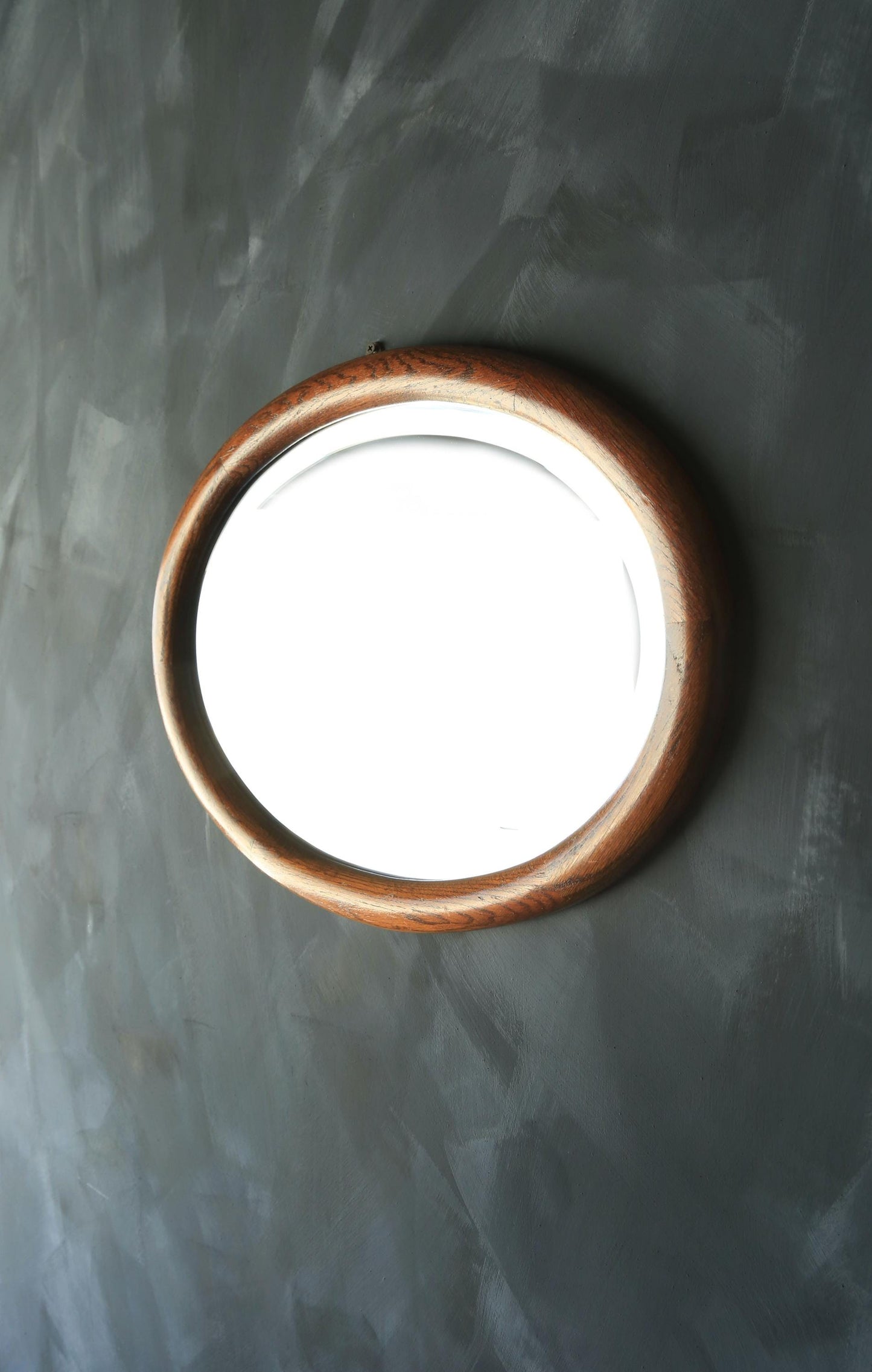 Antique Oak wood Oval mirror