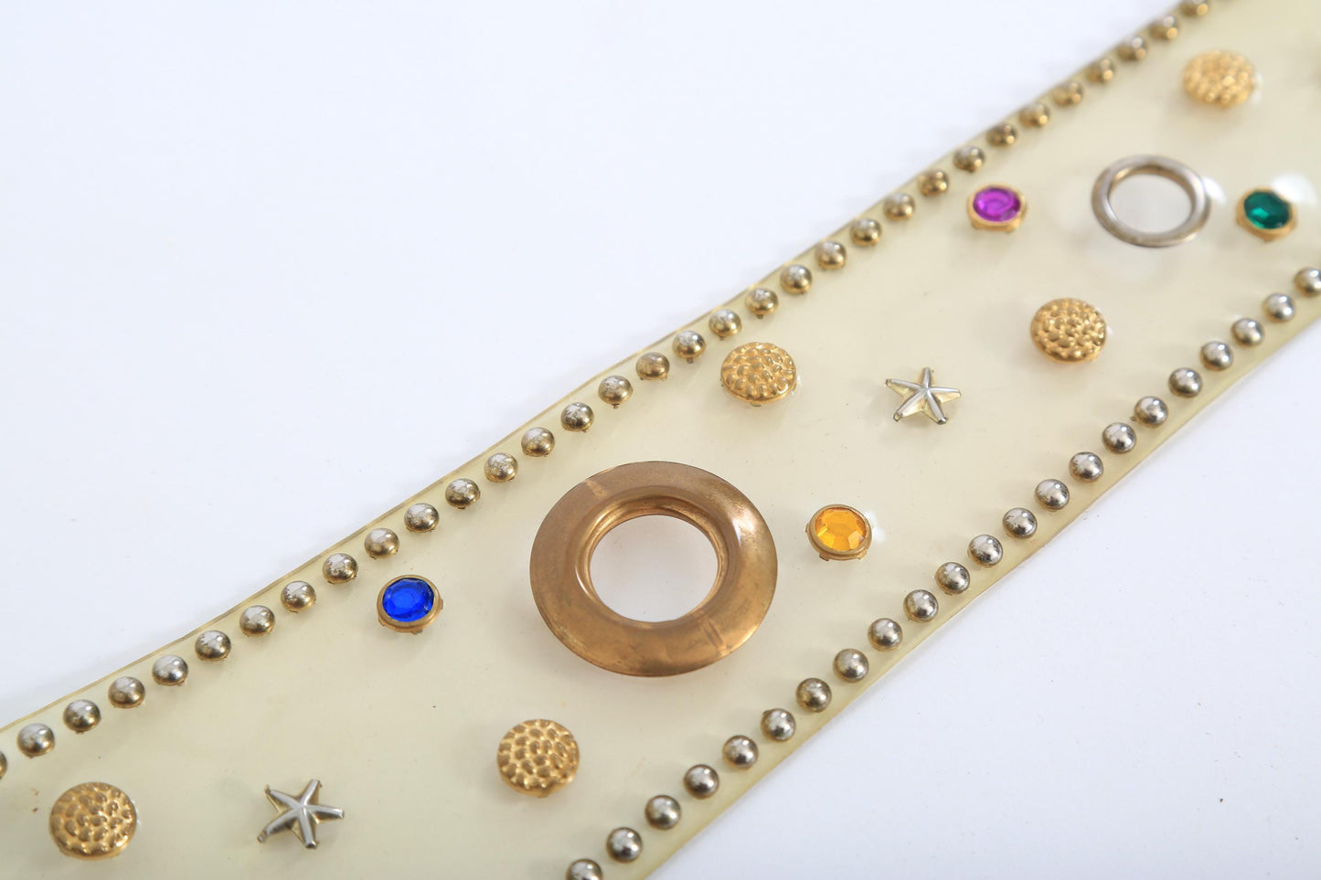 Vintage 80s Clear gold studded Star rhinestone belt