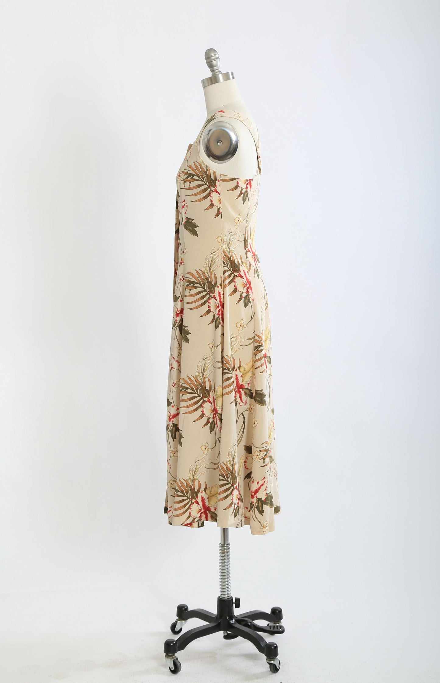 Y2K tropical floral silk midi dress