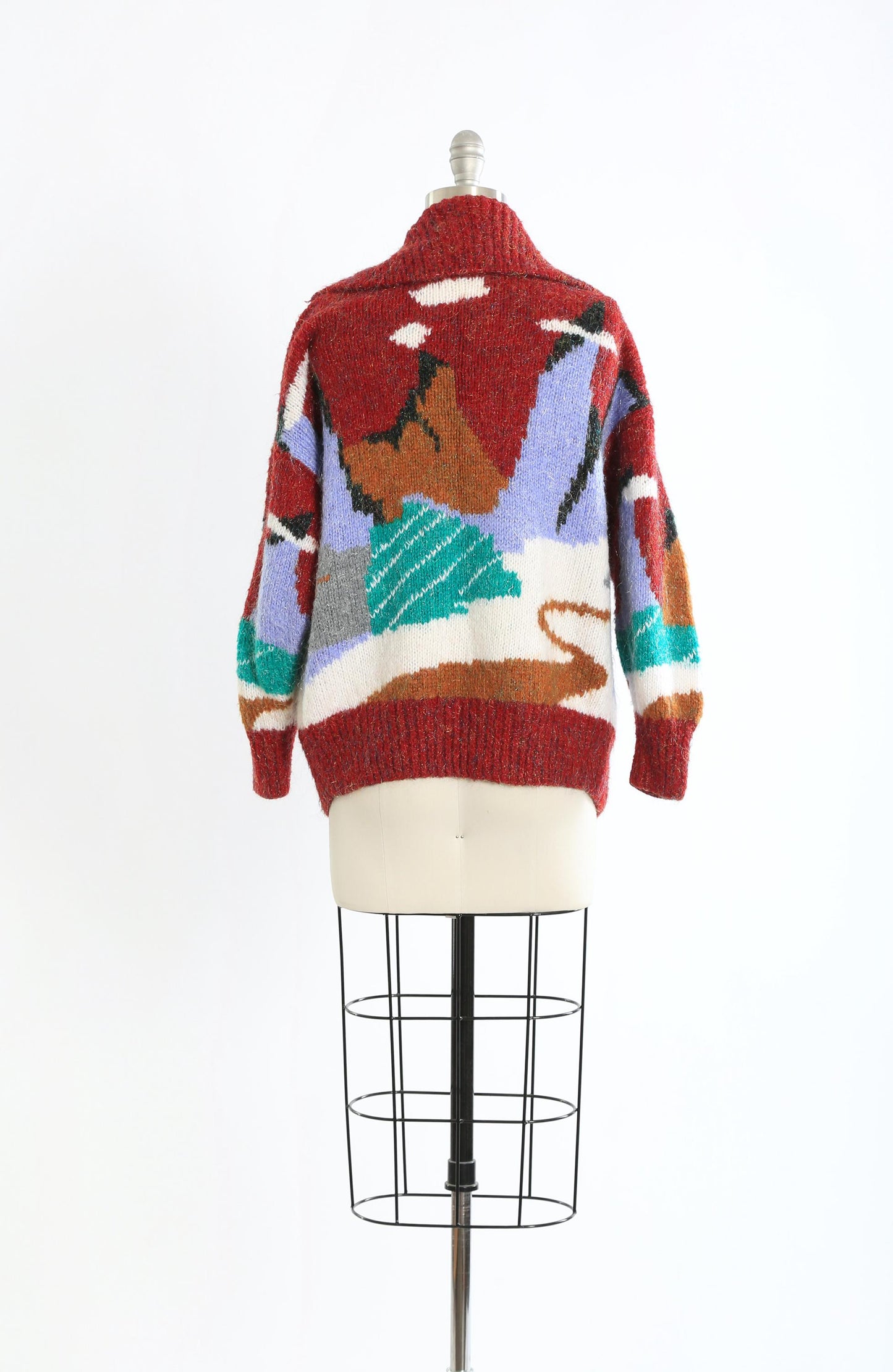 80s Metallic mountain scene hand knit sweater cardigan