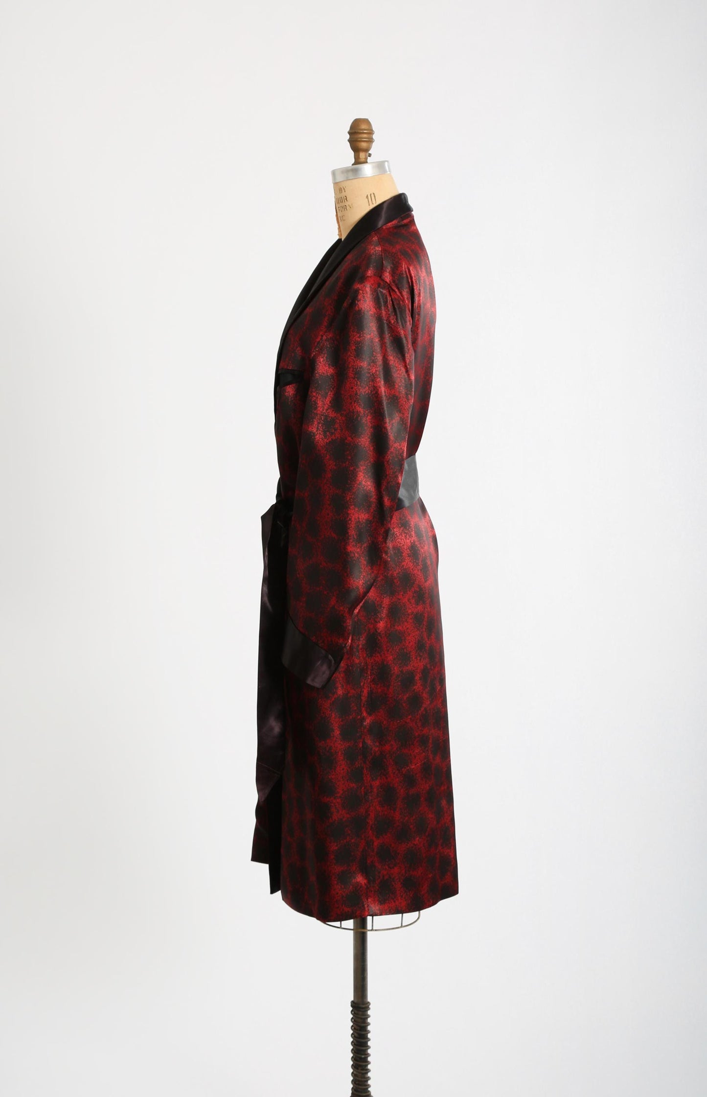 50s satin smoking robe | Vintage 1950s red satin Smoking Jacket robe