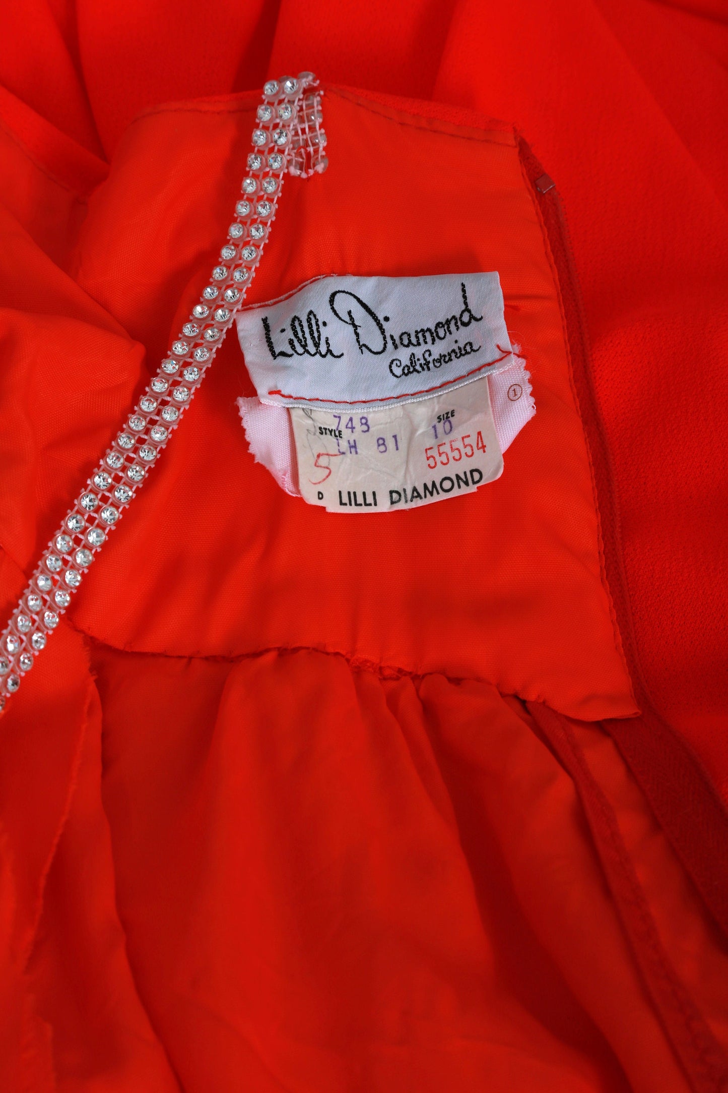 Lilli Diamond neon dress | Vintage 70s Lilli Diamond neon pink rhinestone cocktail party maxi dress XS