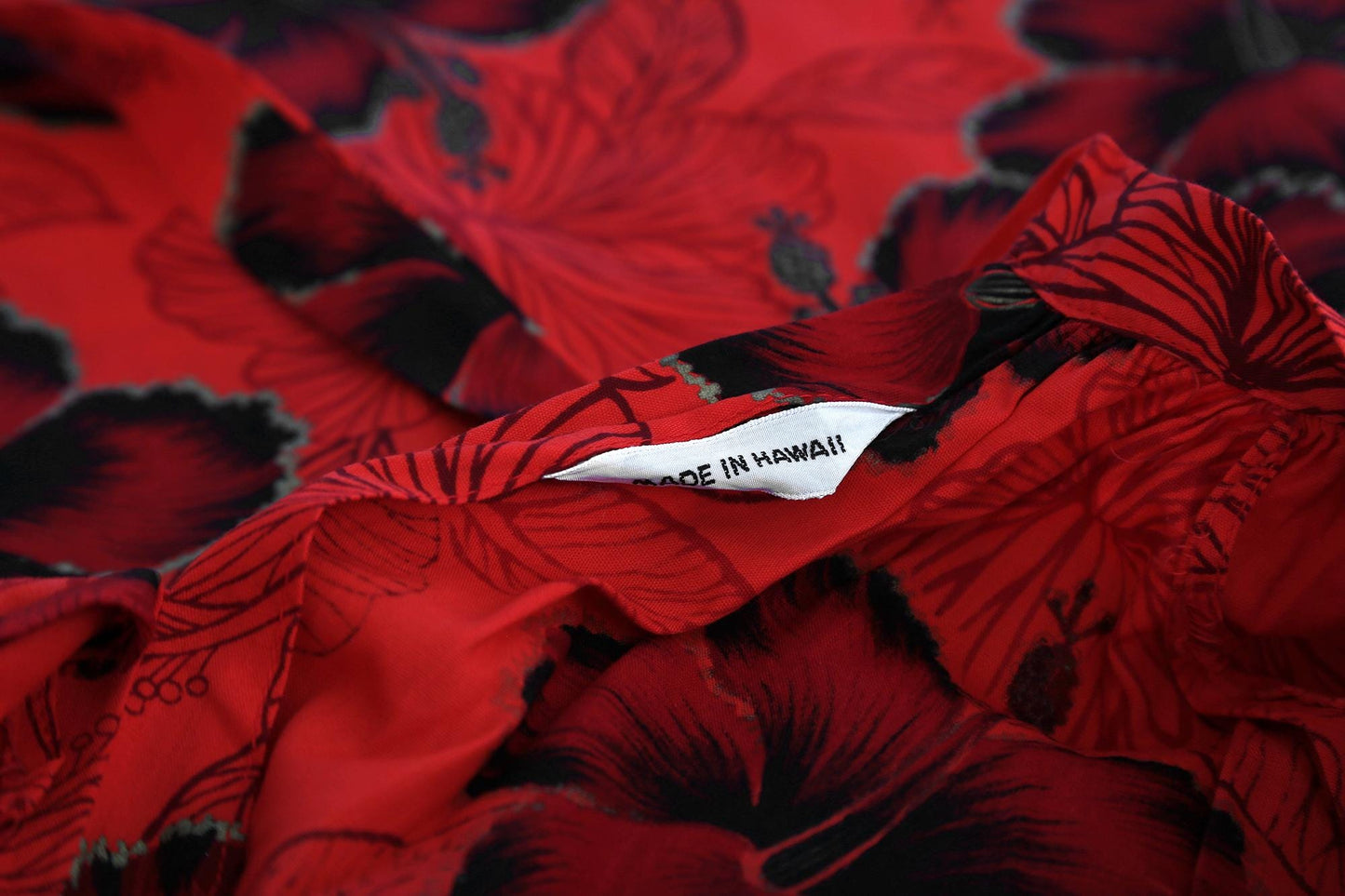 Vintage 1960s deadstock Red tropical hand painted Hibiscus dress