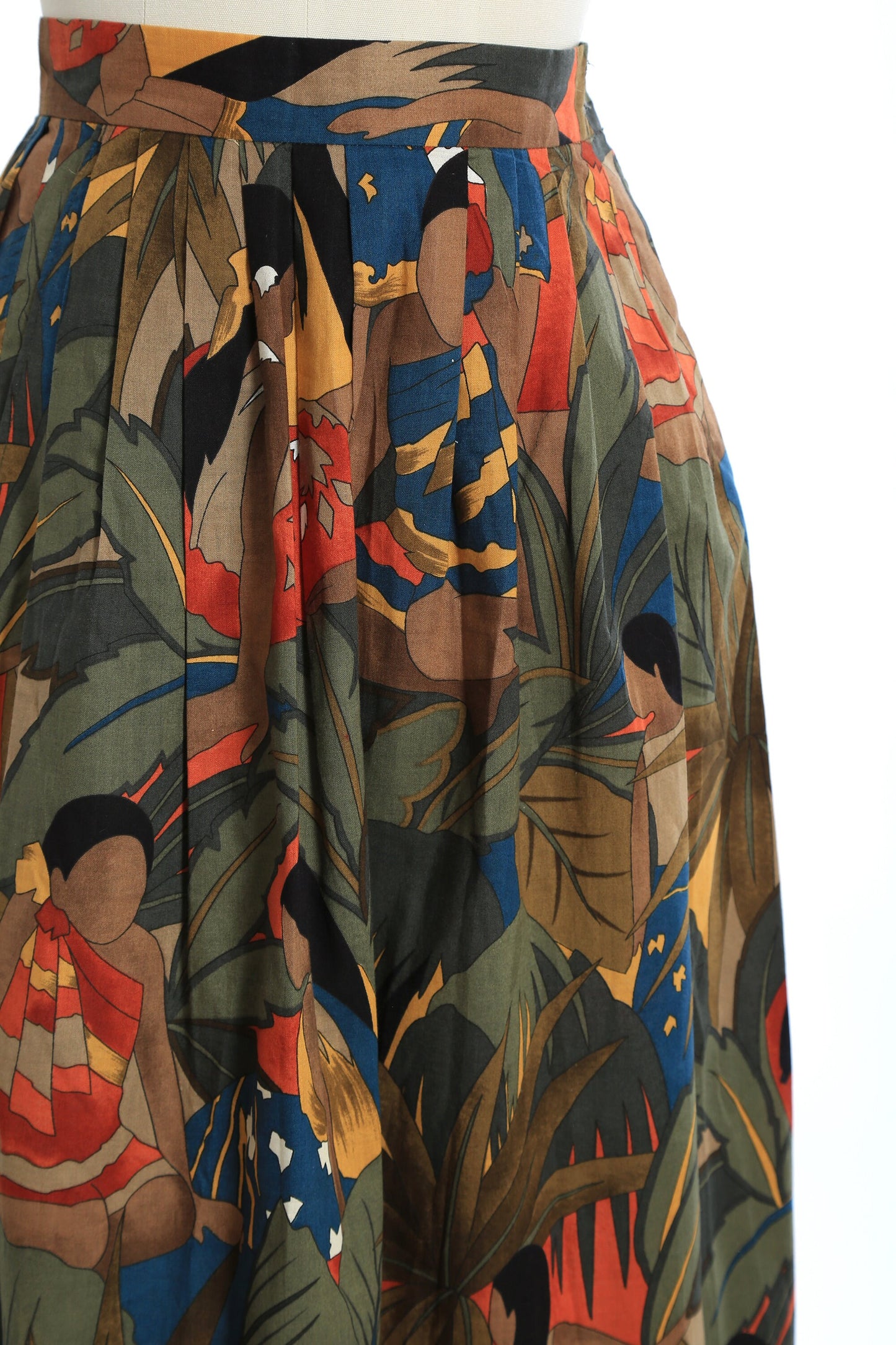 Island vibes skirt | Vintage 80s 90s tropical ethnic print cotton skirt