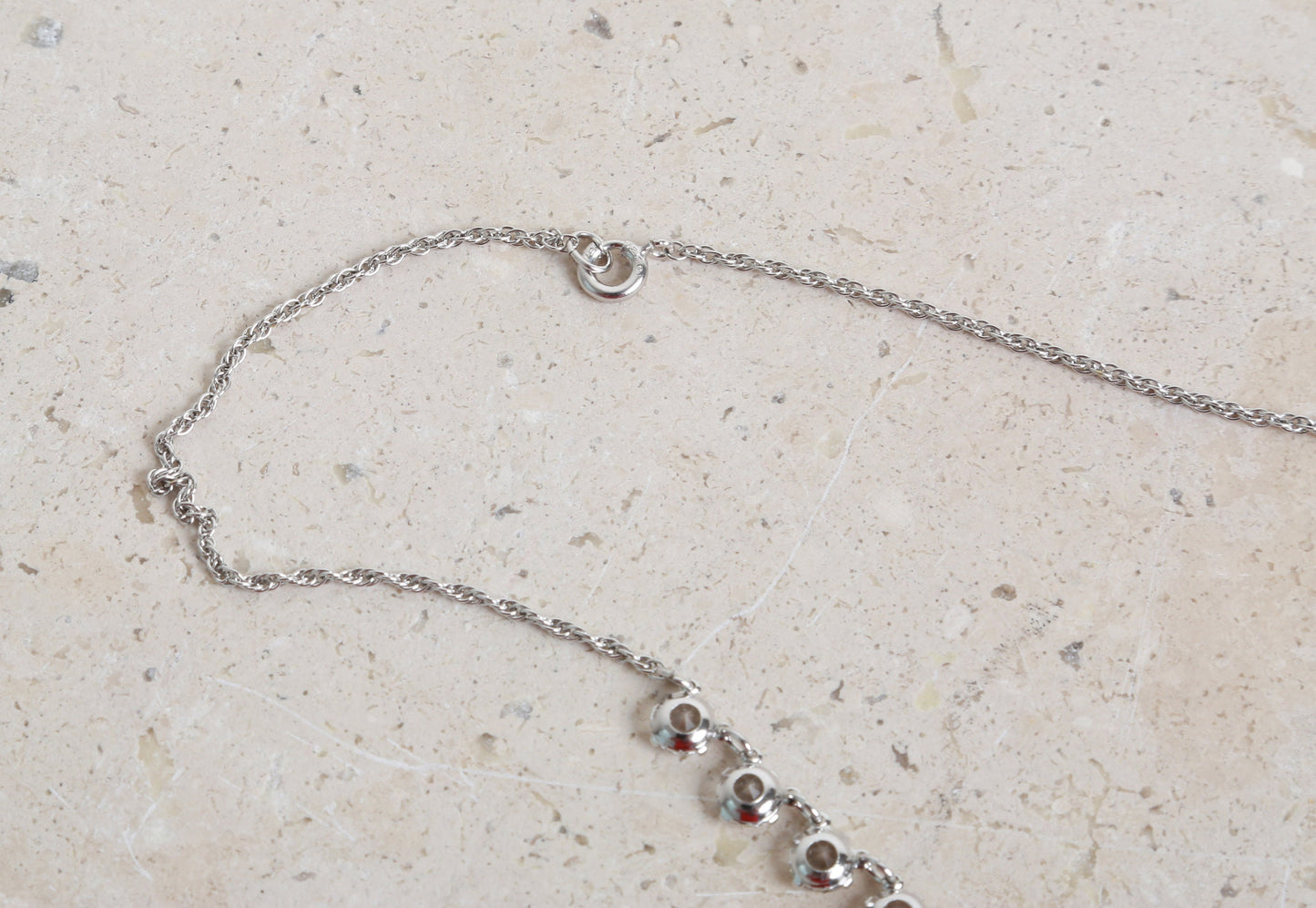 Riviere Paste Necklace | Antique vintage Edwardian jeweled paste 12K white gold filed choker | Edwardian paste necklace