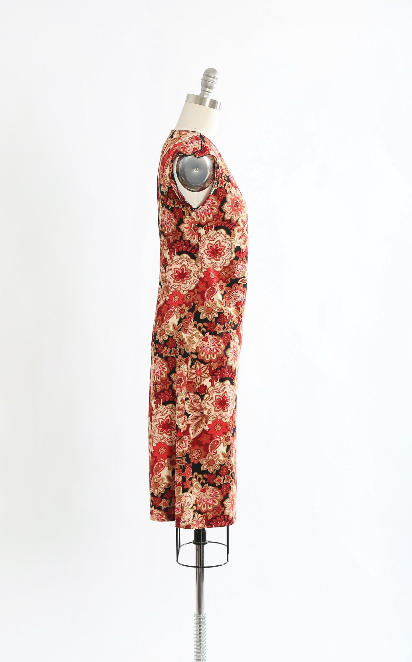 Y2K red floral Paisley faux wrap dress