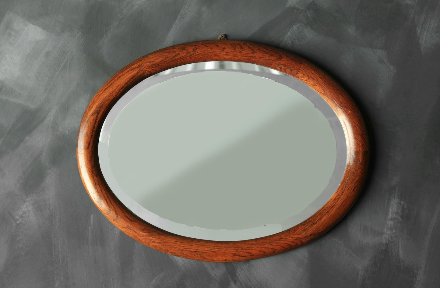 Antique Oak wood Oval mirror