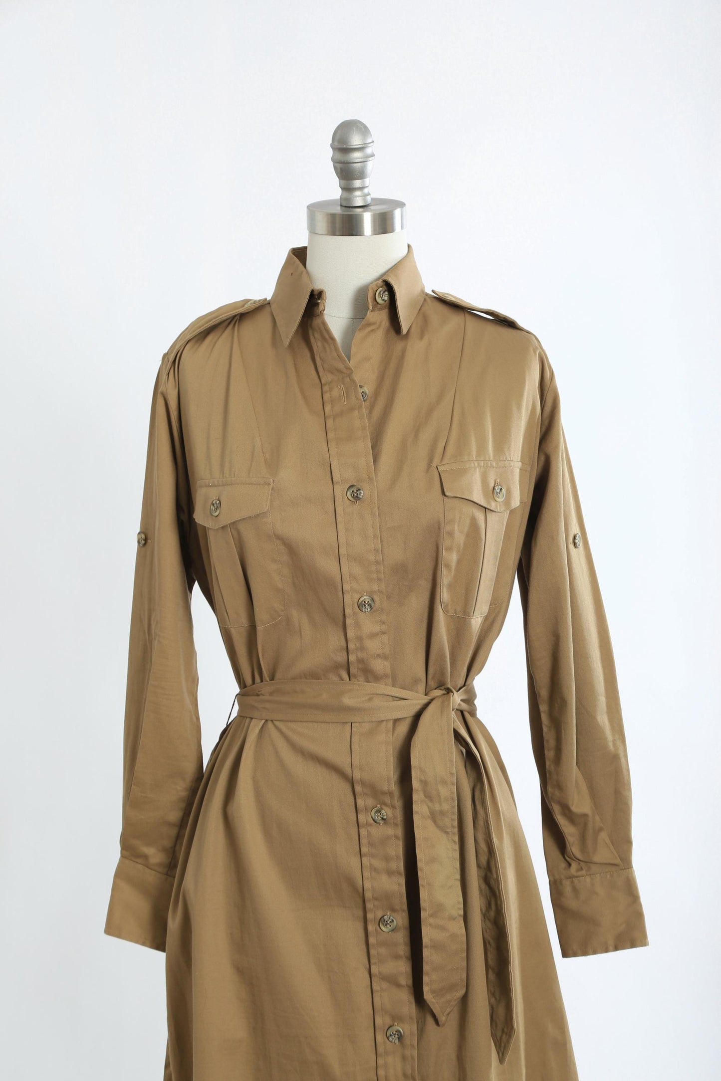 70s Cable Car Robert Kirk khaki cotton shirt dress