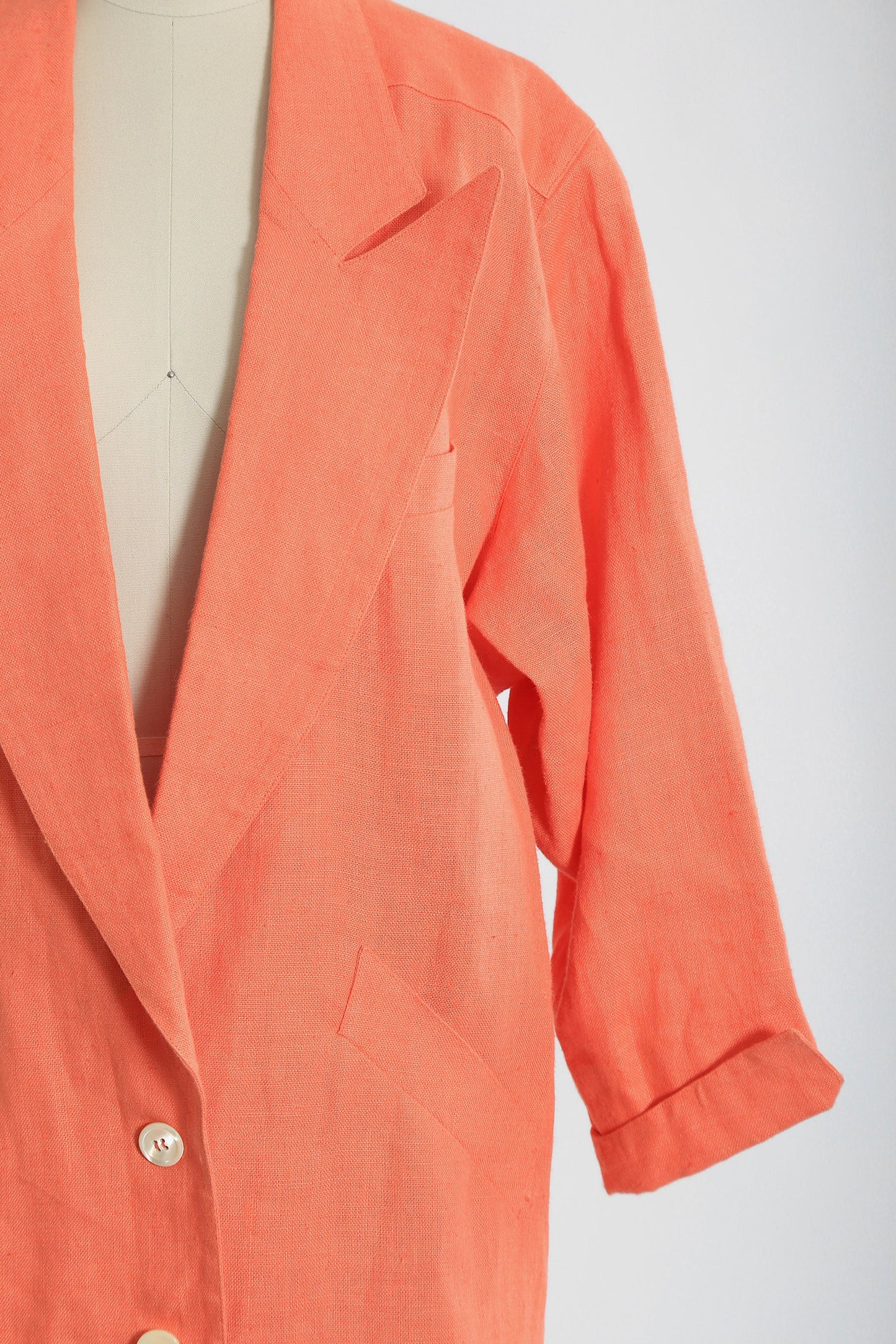 90s oversized salmon orange linen blazer jacket
