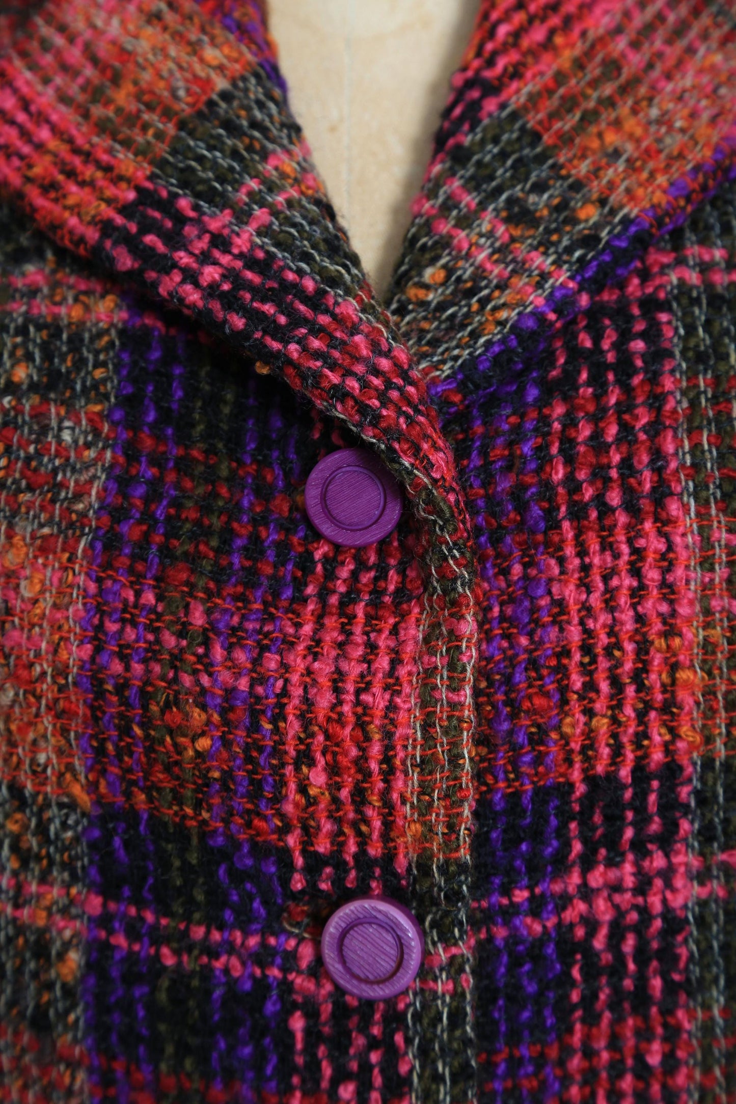 Vintage 70s Pink plaid Scottish wool blazer jacket