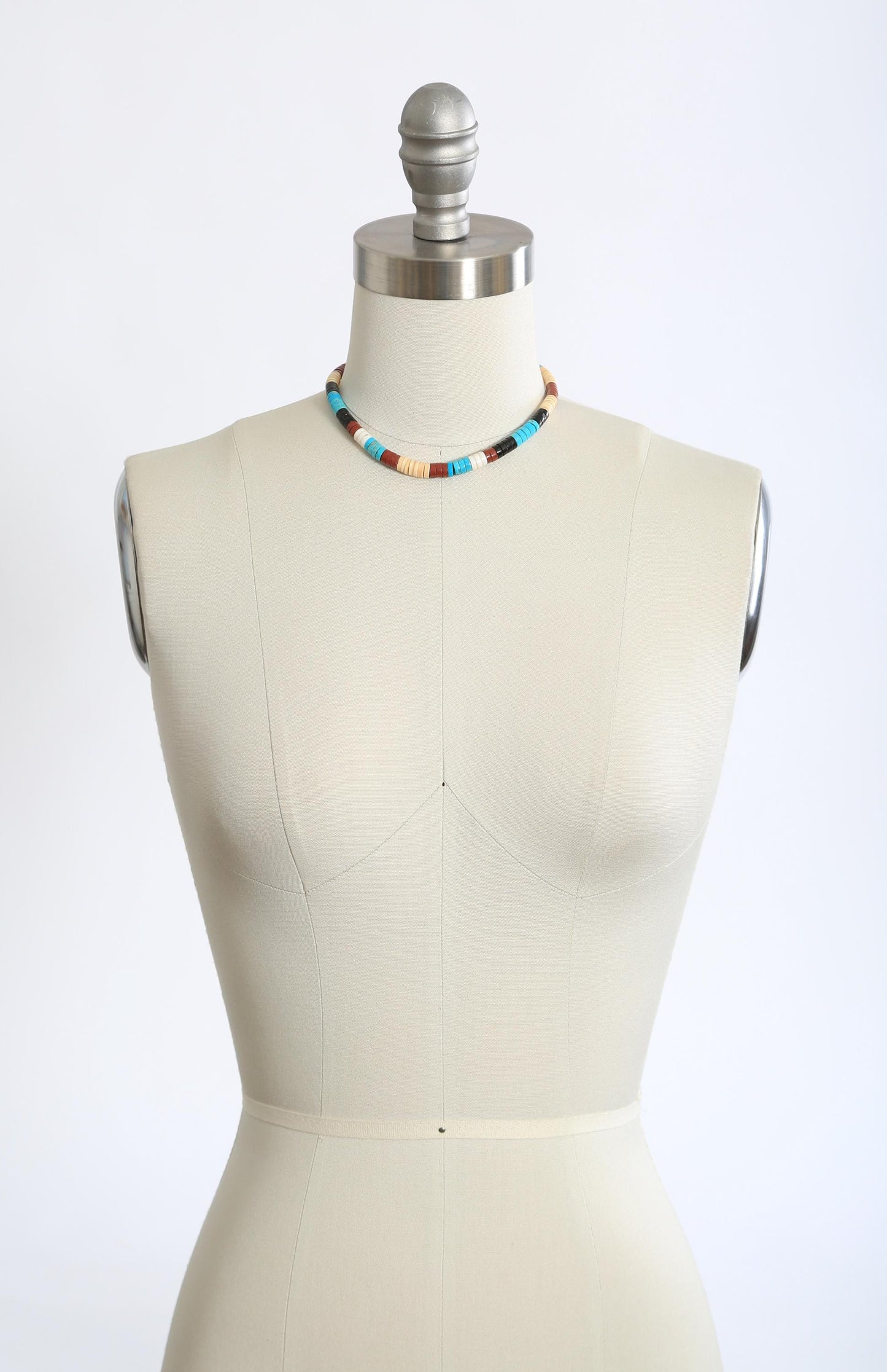 Vintage Native American Turquoise shell Heishi beaded necklace | Santo Domingo Turquoise chocker