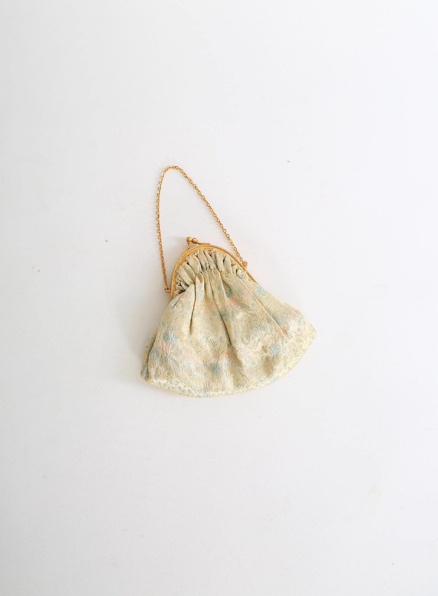 Vintage 40s metallic gold Brocade floral purse