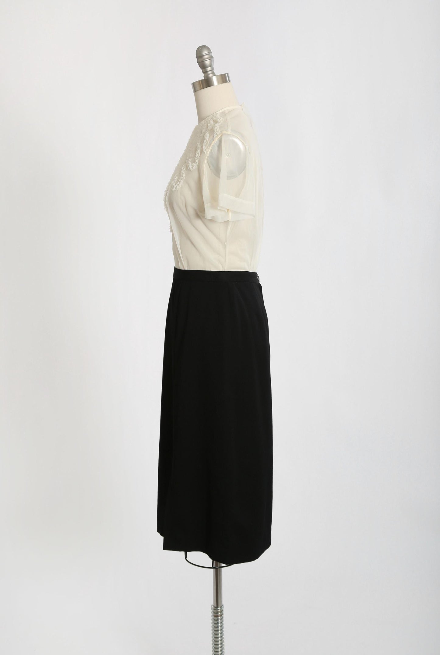 60s black worsted wool Paul Stanley pencil skirt