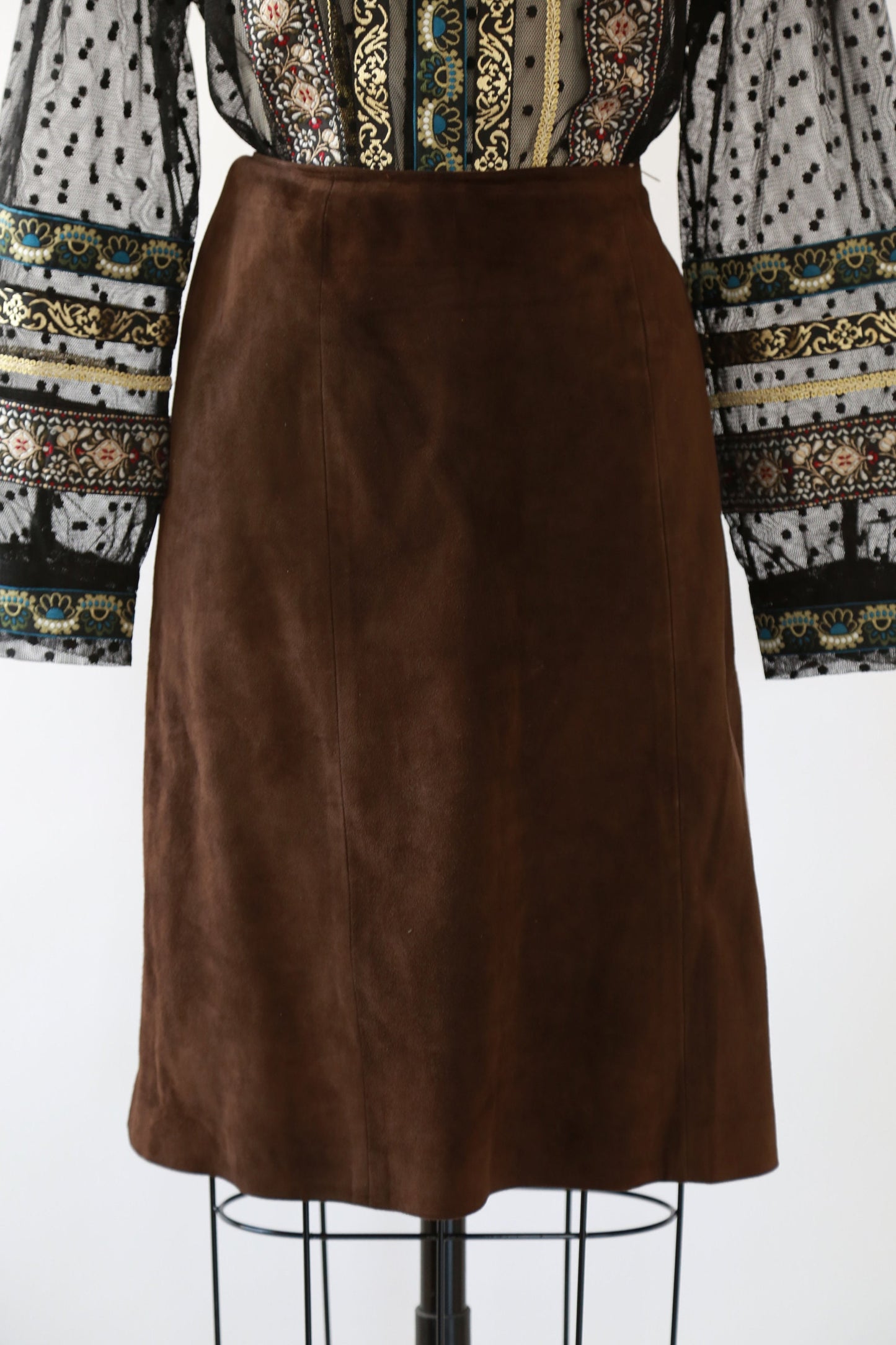 Vintage 60s brown suede leather mini skirt