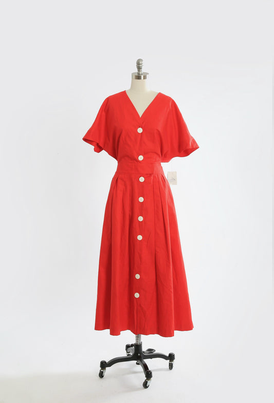 Vintage 90s Ambria red linen blend dress 16T L XL
